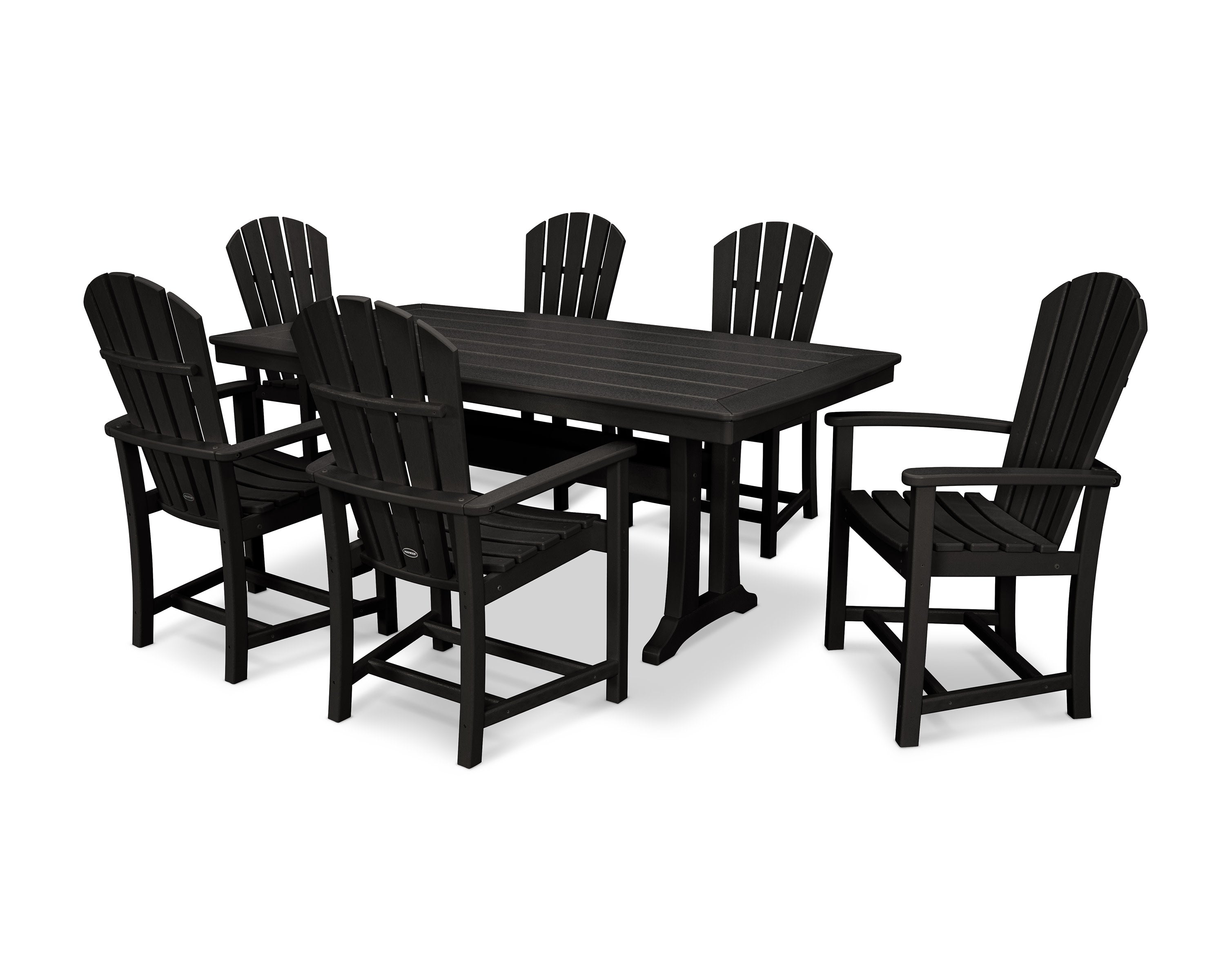 Palm Coast 7-Piece Dining Set with Trestle Legs in Black