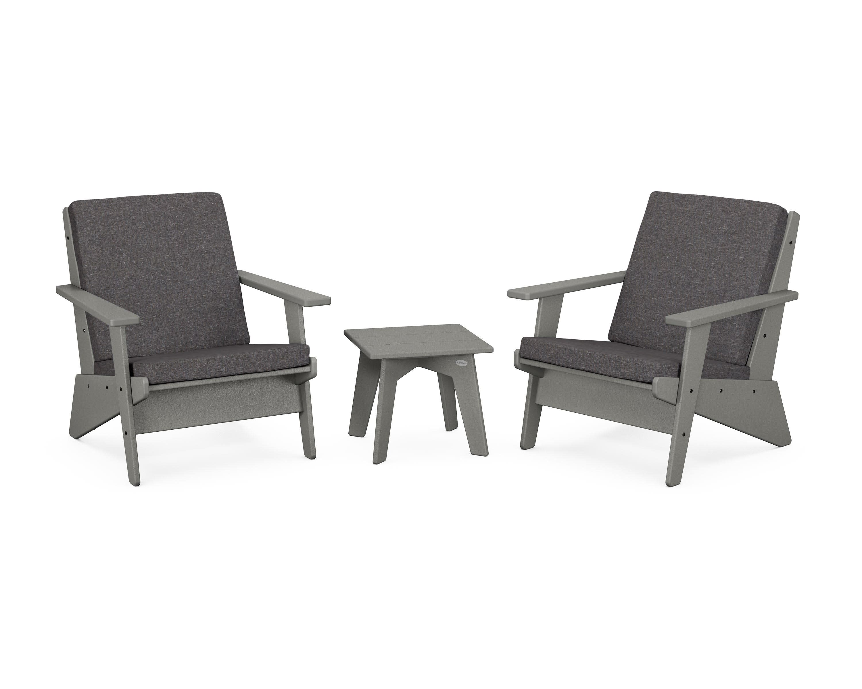 Riviera Modern Lounge 3-Piece Set in Slate Grey / Ash Charcoal