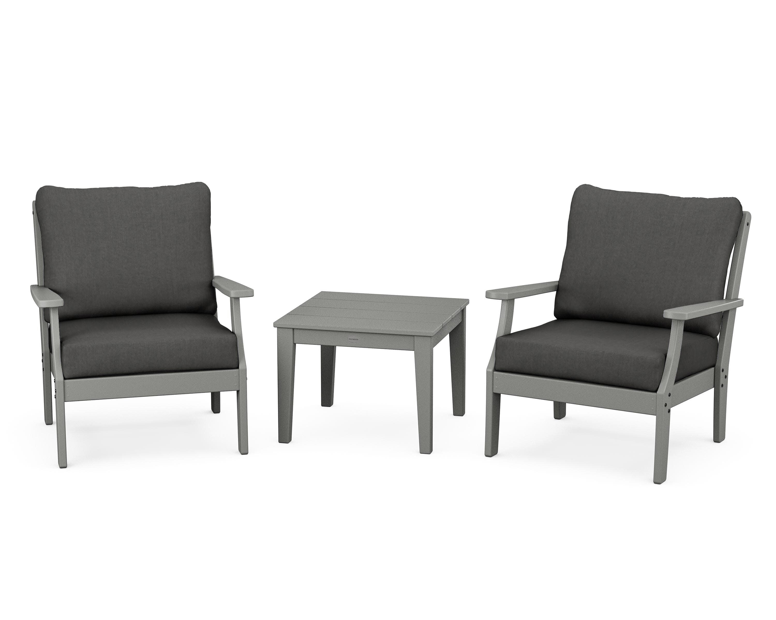 Braxton 3-Piece Deep Seating Set in Slate Grey / Spectrum Carbon