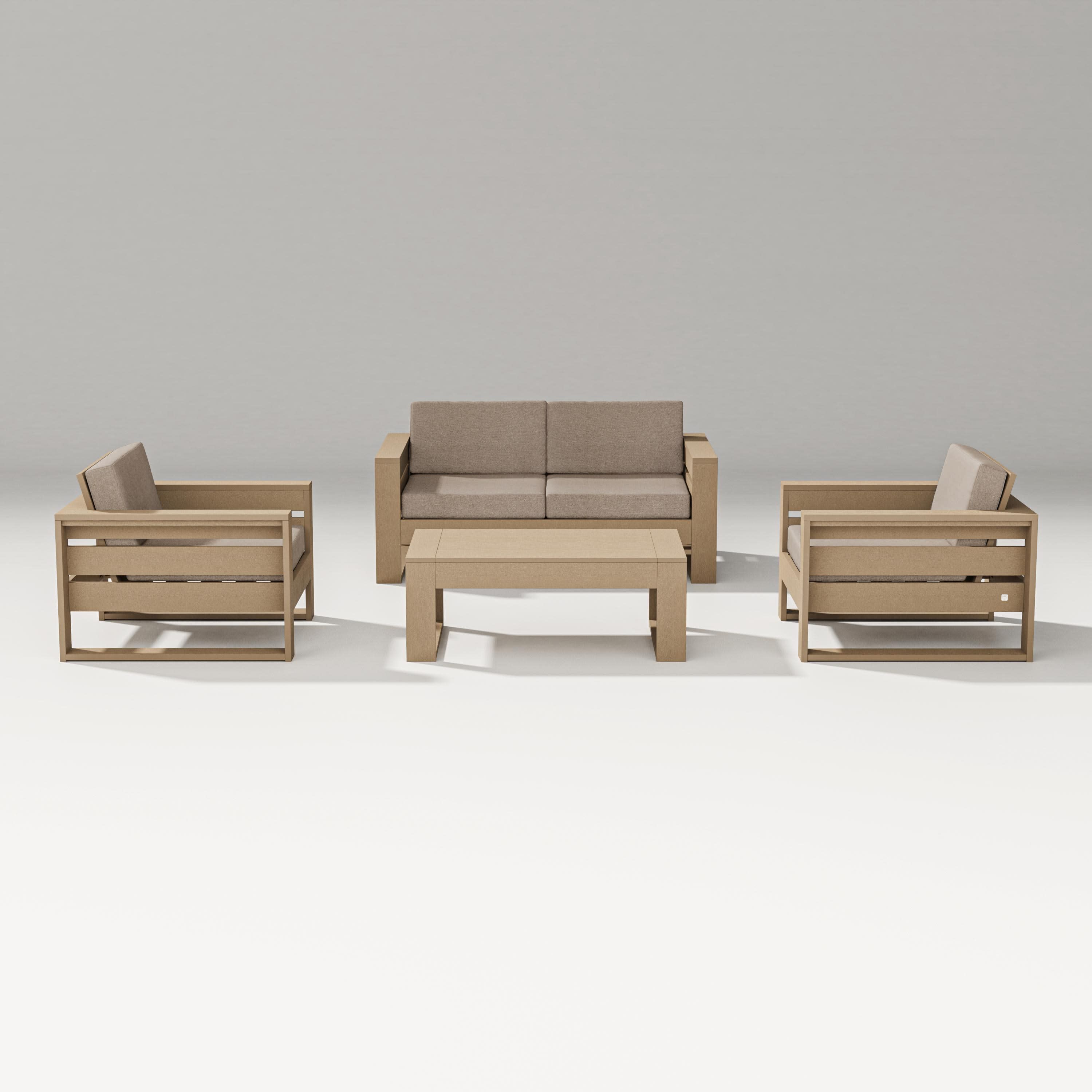 Latitude 4-Piece Lounge Loveseat Set in Vintage Sahara / Spiced Burlap