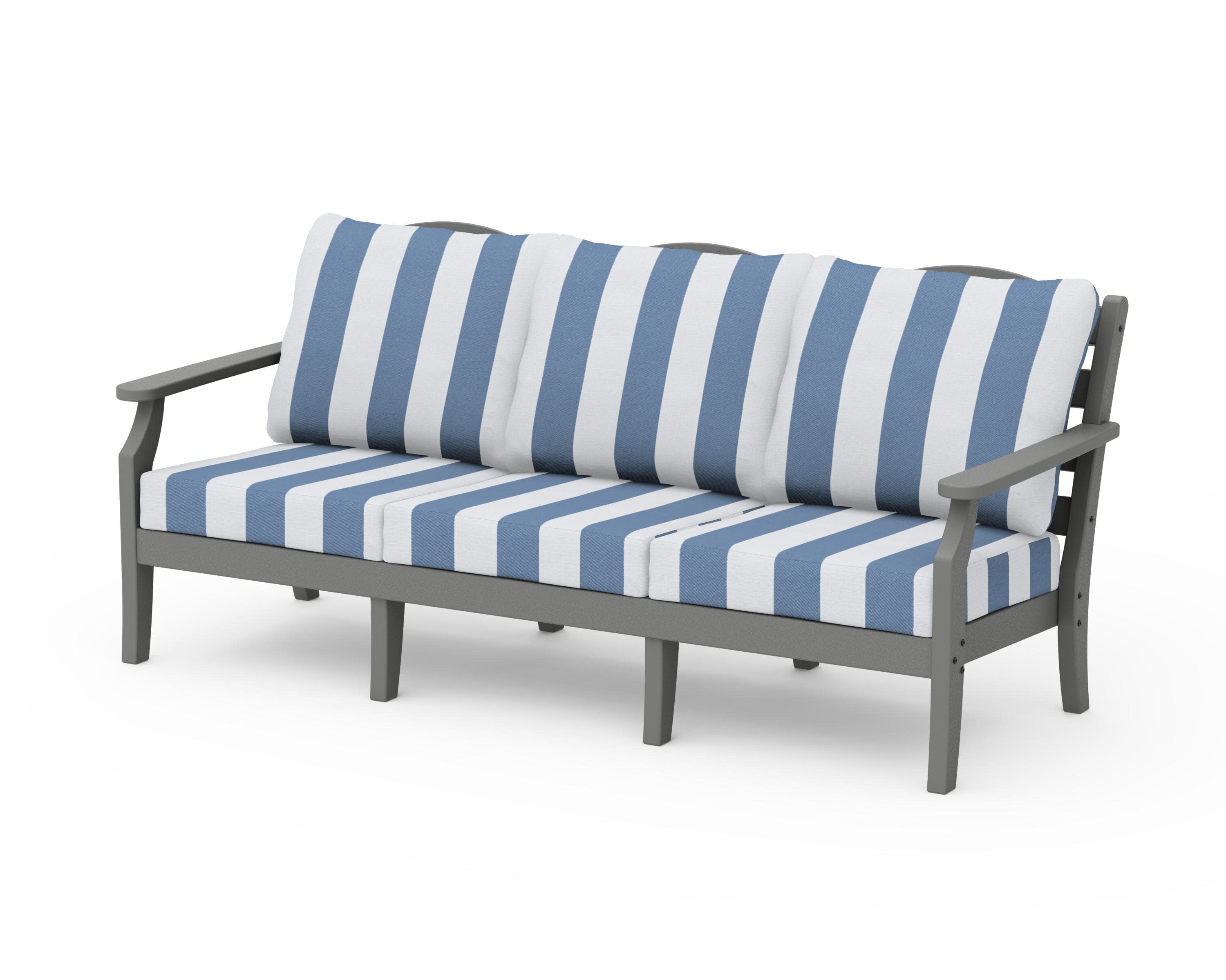 Savannah Deep Seating Sofa in Slate Grey / Cabana Stripe Sky Blue