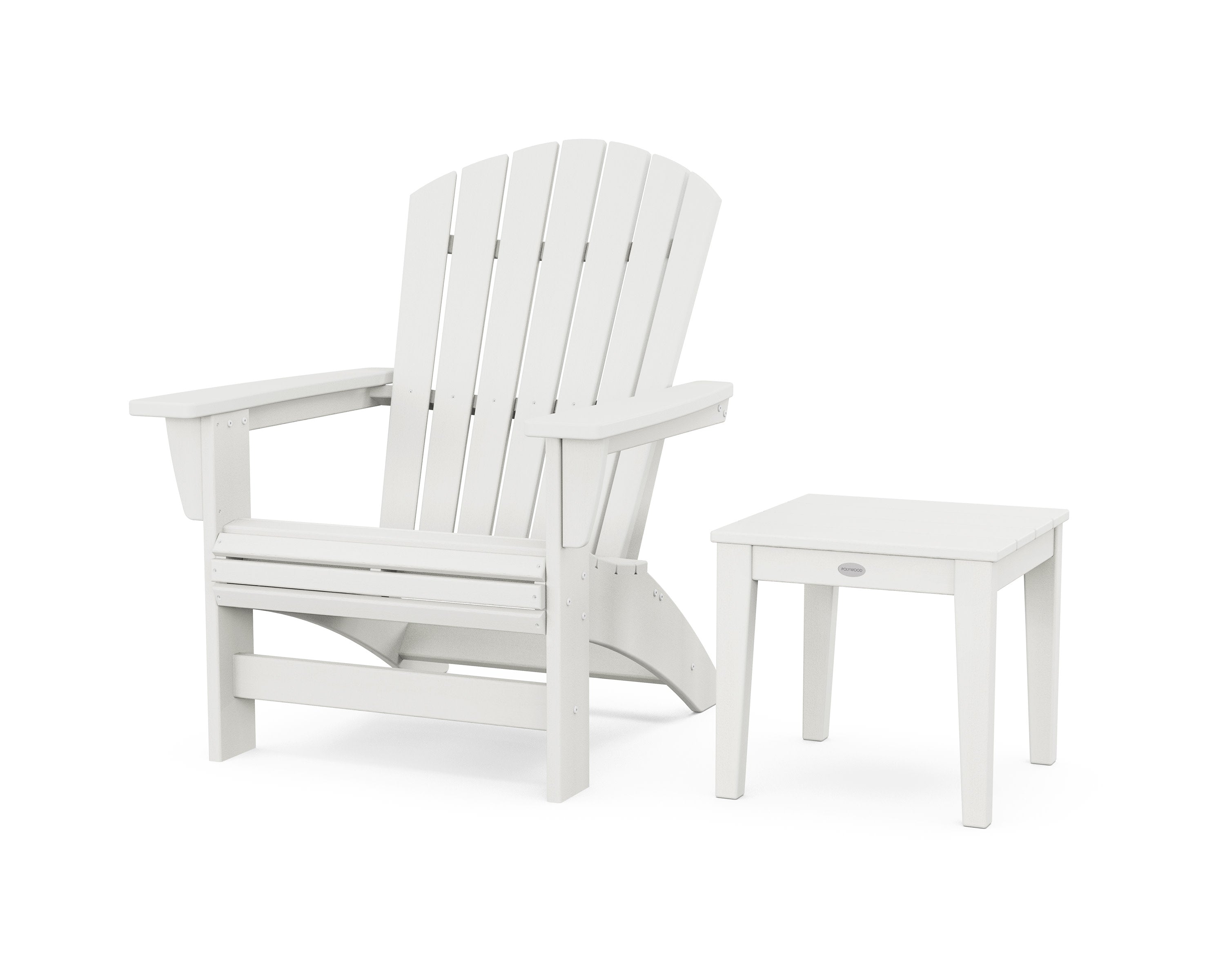 Nautical Grand Adirondack Chair with Side Table in Vintage White