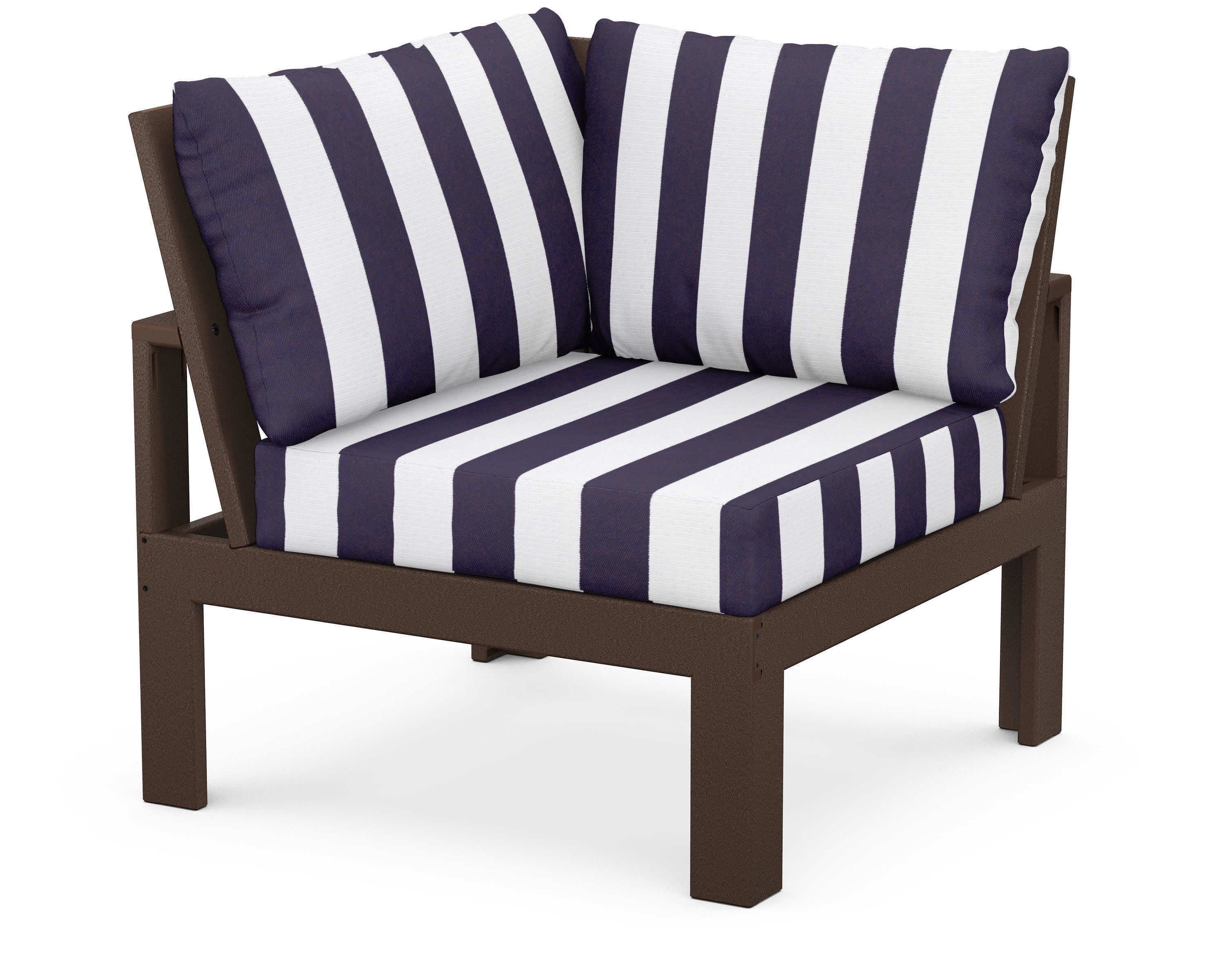 Modular Corner Chair in Mahogany / Cabana Stripe Navy