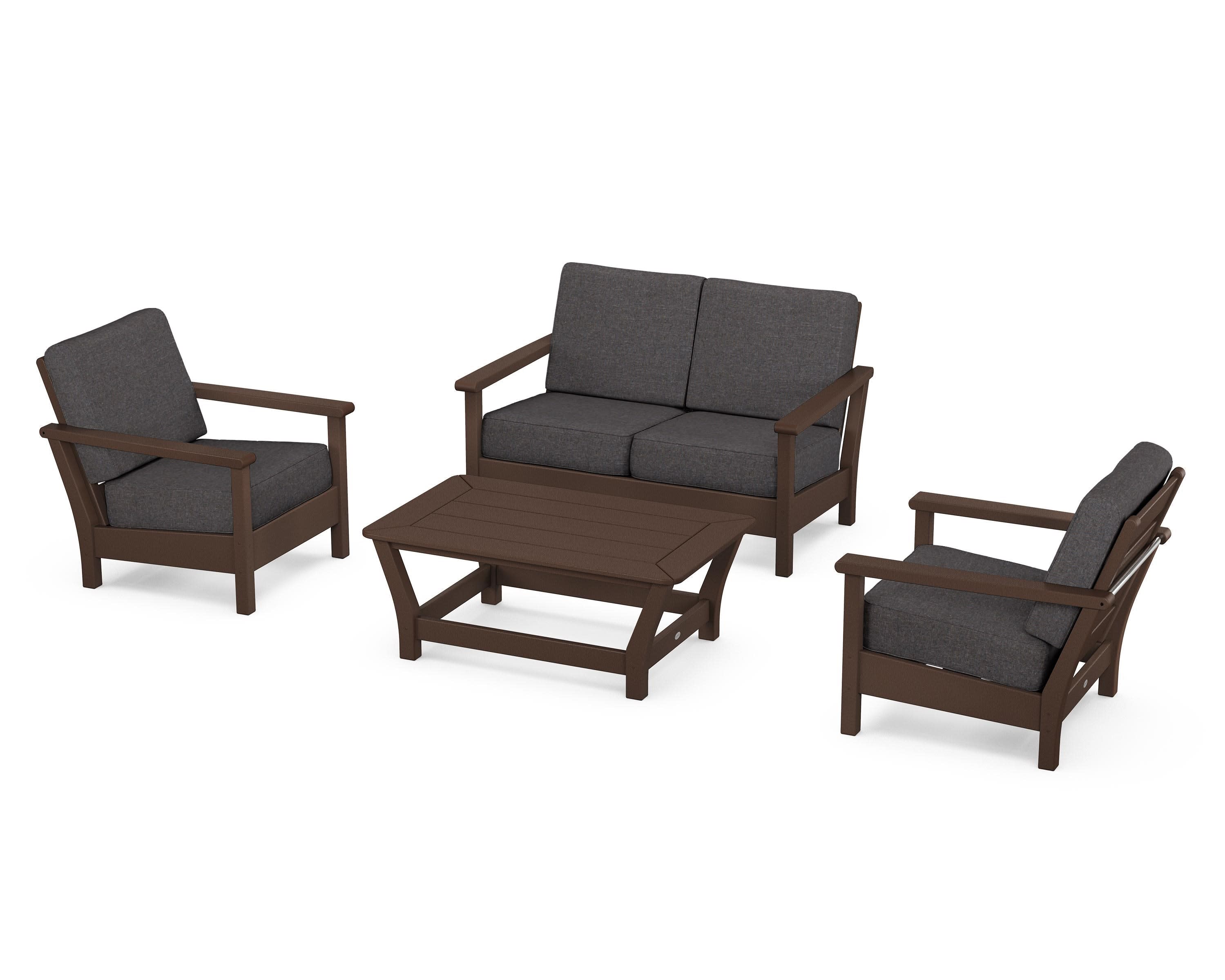 Harbour 4-Piece Deep Seating Set in Mahogany / Ash Charcoal