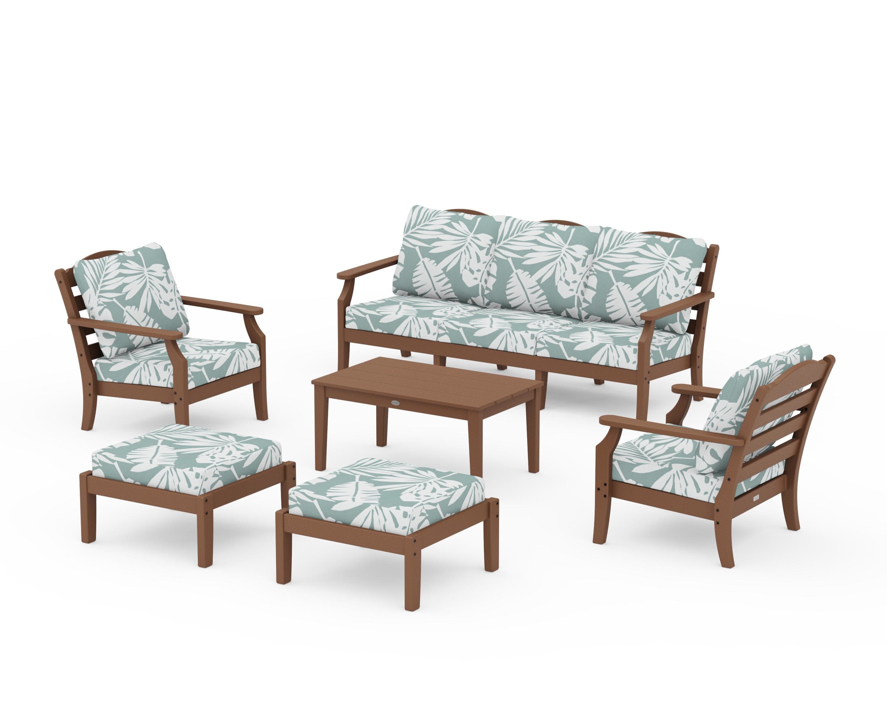 Savannah 6-Piece Lounge Sofa Set in Teak / Leaf Glacier Spa