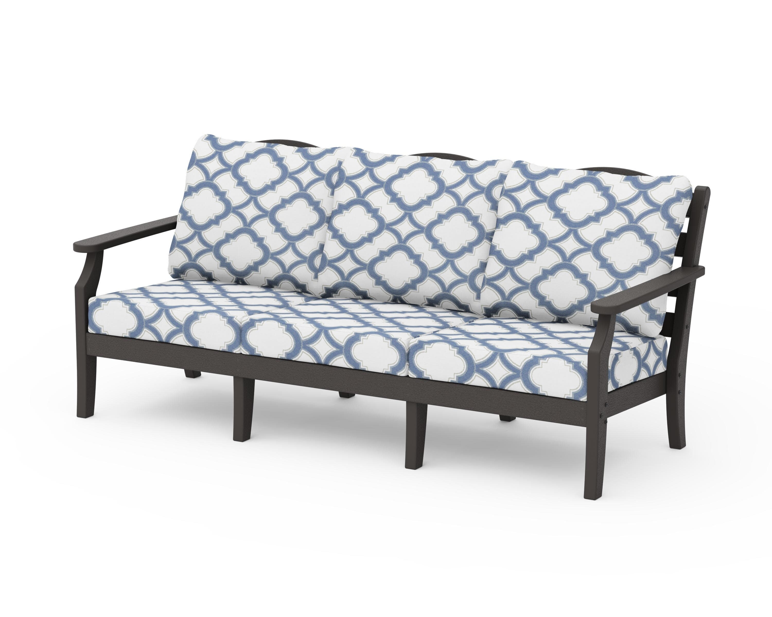 Savannah Deep Seating Sofa in Vintage Coffee / Trellis Sky Blue
