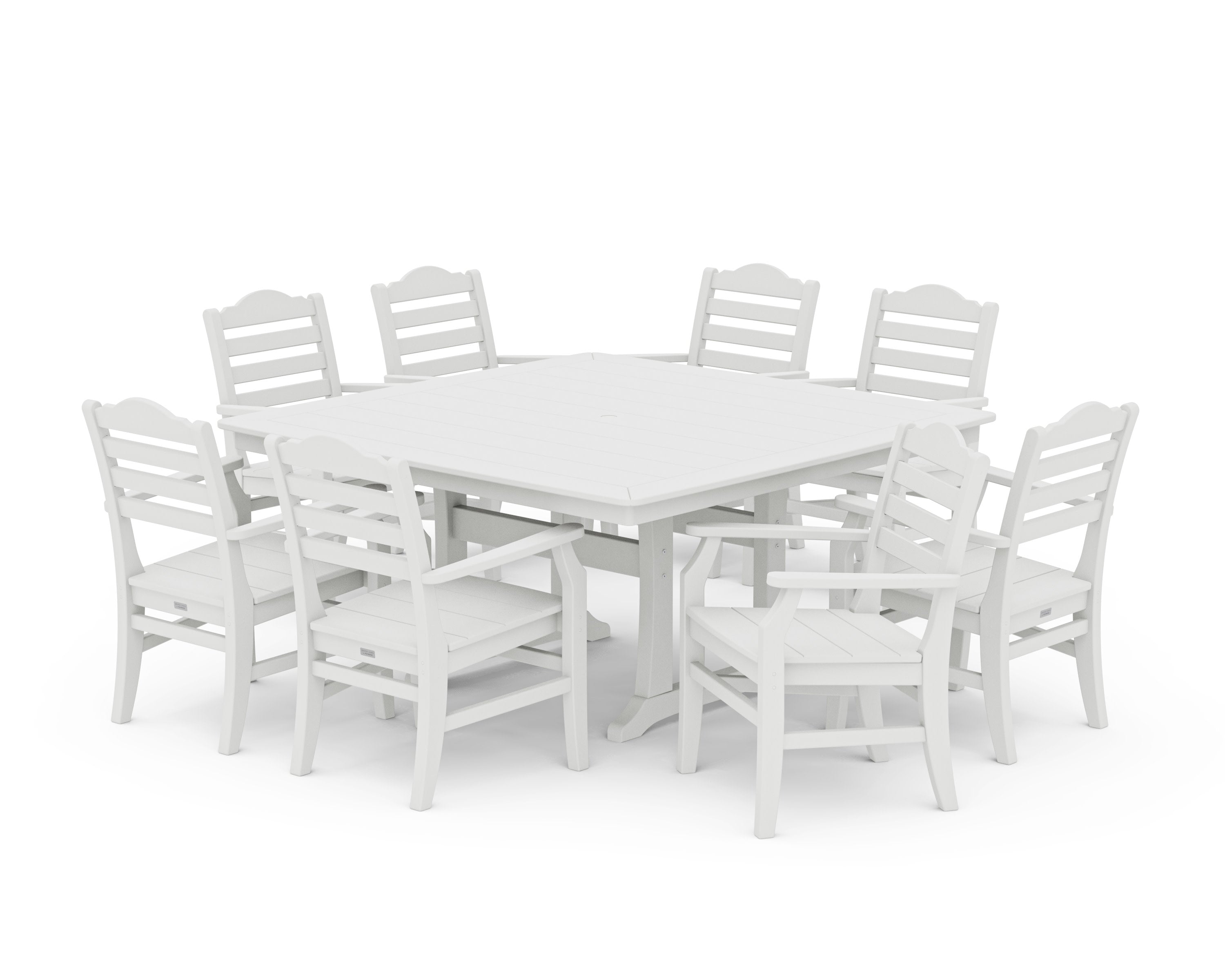 Savannah 9-Piece Square Dining Set with Trestle Legs in Vintage White