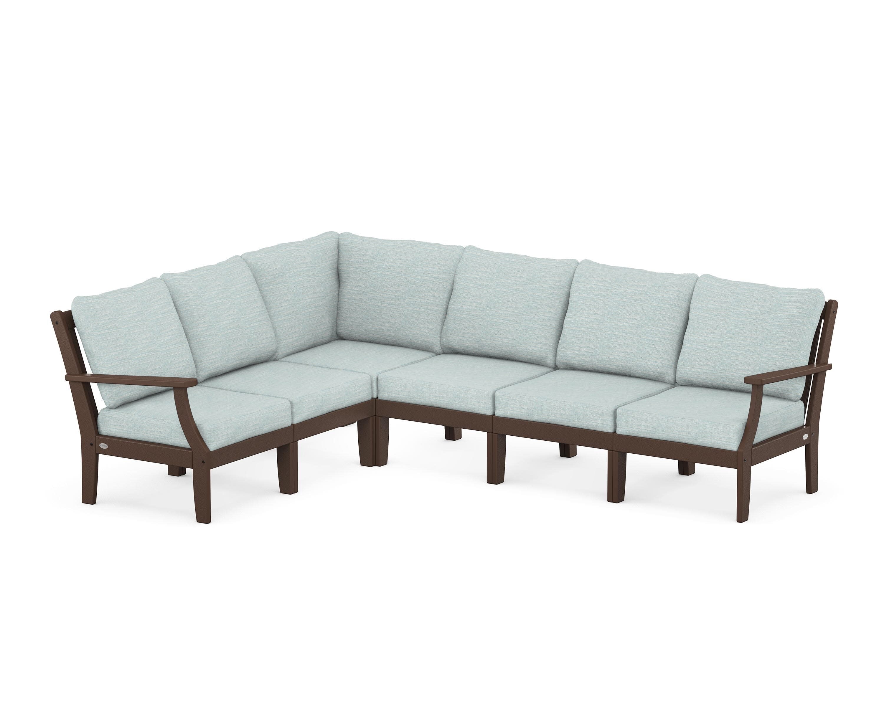 Braxton Modular 6-Piece Deep Seating Set in Mahogany / Soothe Mist