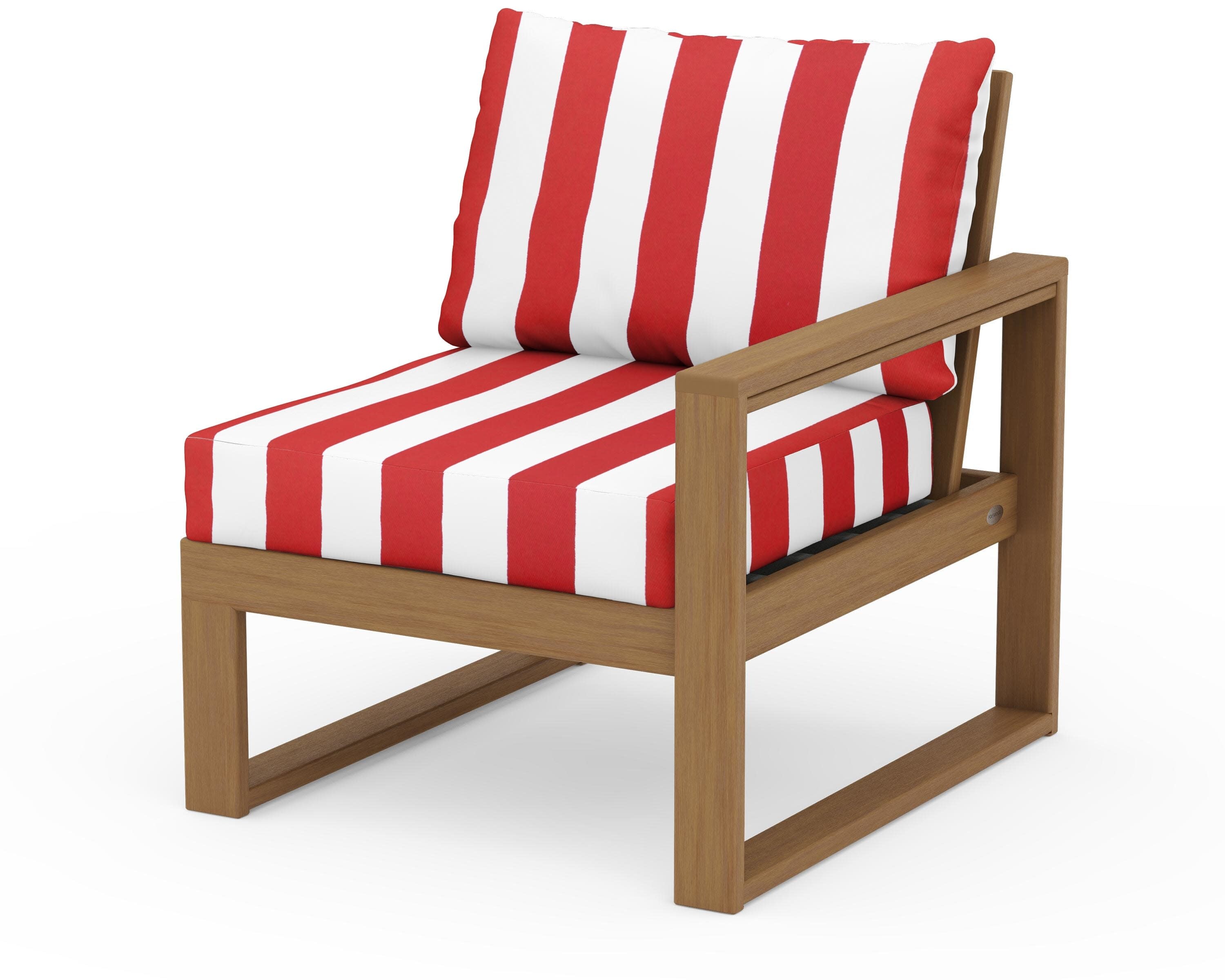 EDGE Modular Right Arm Chair in Natural / Cabana Stripe Crimson