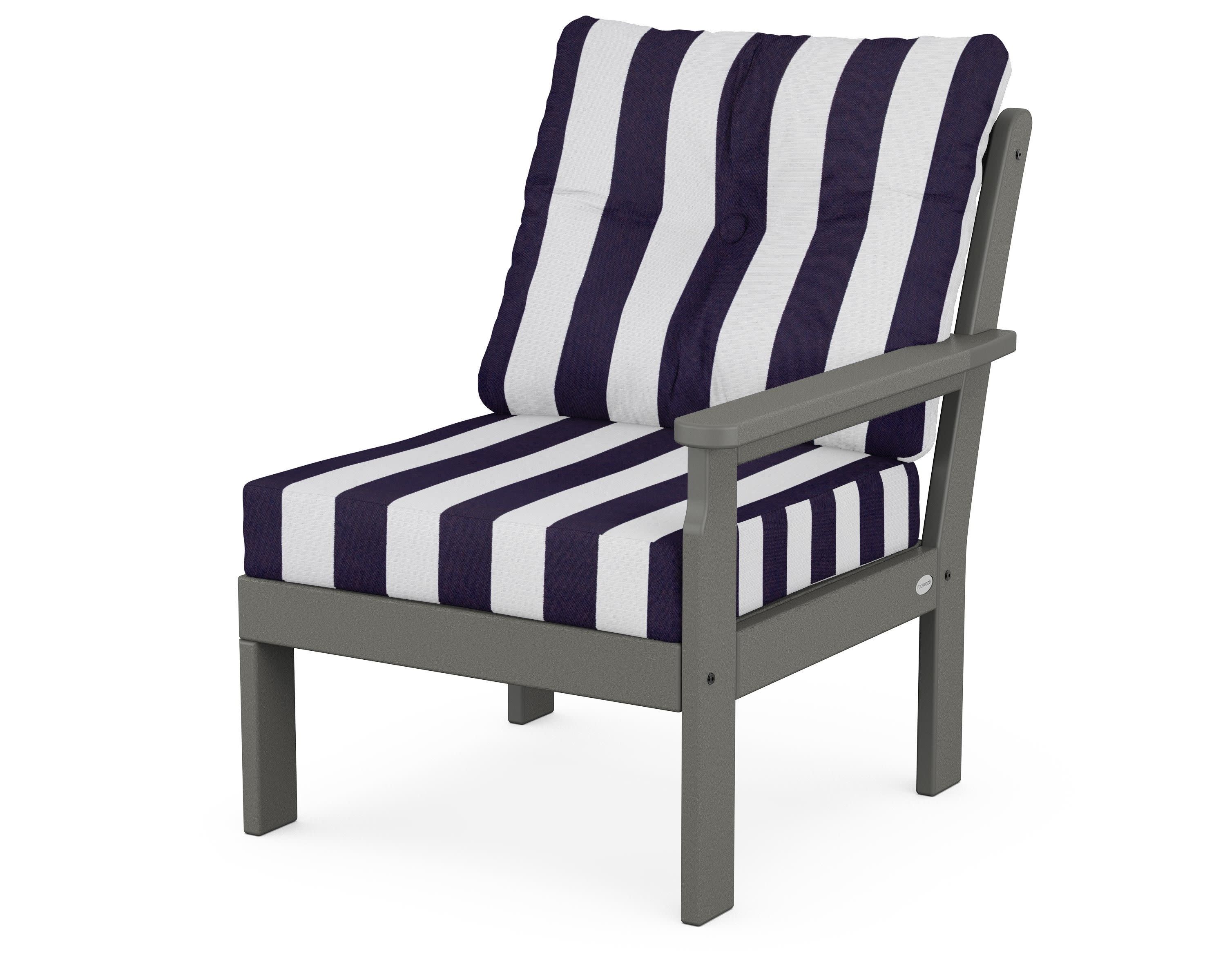 Vineyard Modular Right Arm Chair in Slate Grey / Cabana Stripe Navy
