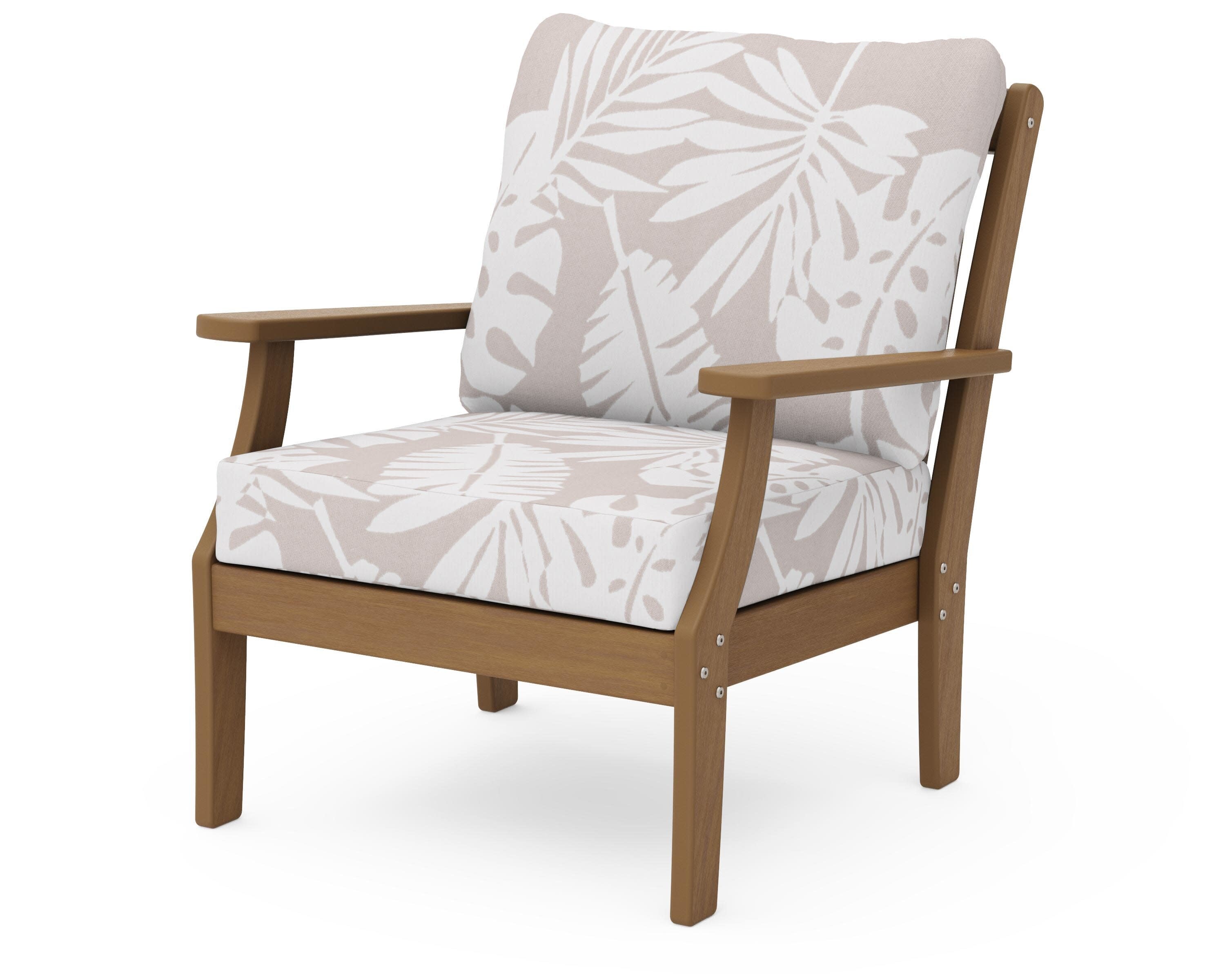 Braxton Deep Seating Chair in Natural / Leaf Dune Burlap