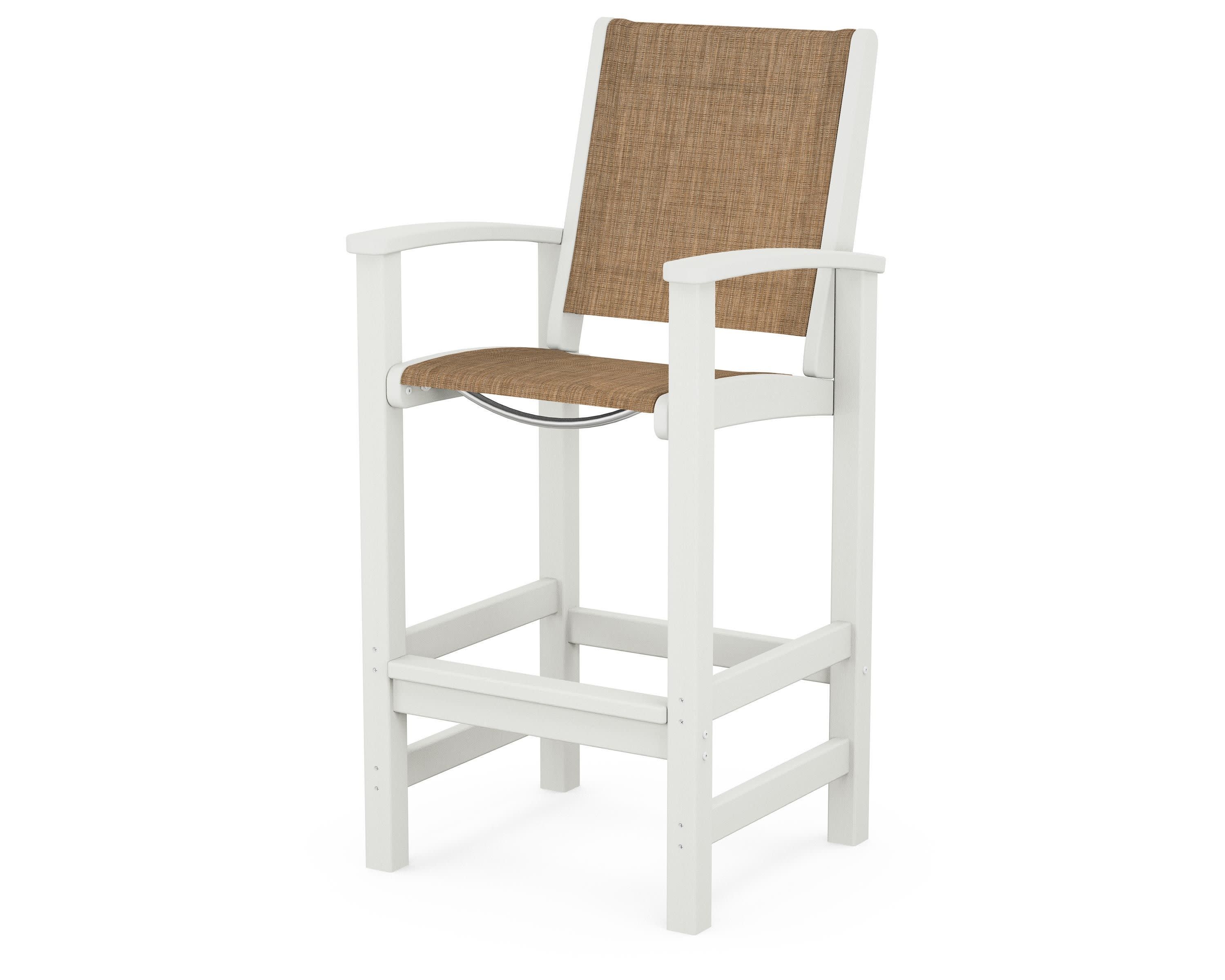 Coastal Bar Chair in Vintage White / Burlap Sling