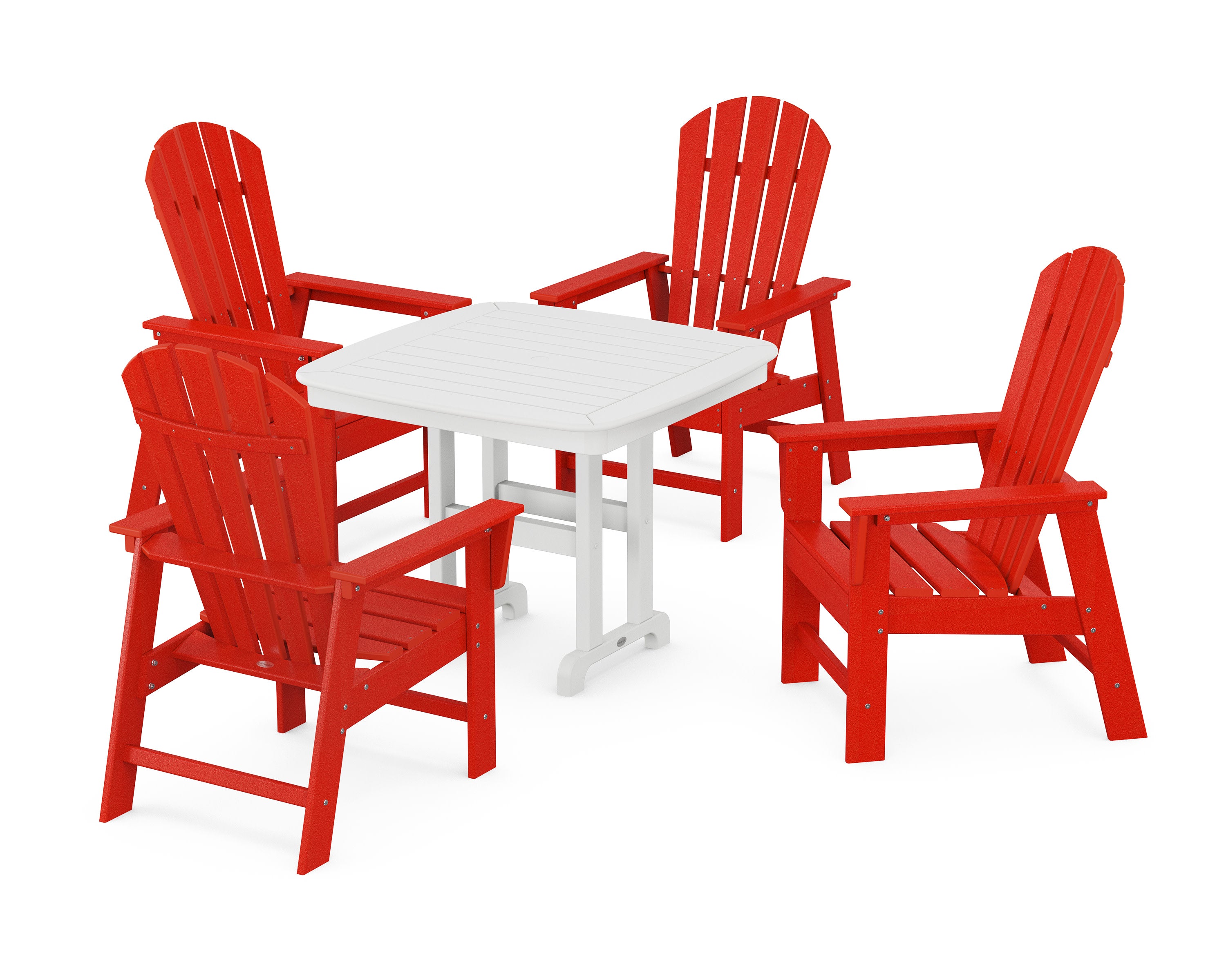South Beach 5-Piece Dining Set in Sunset Red / White