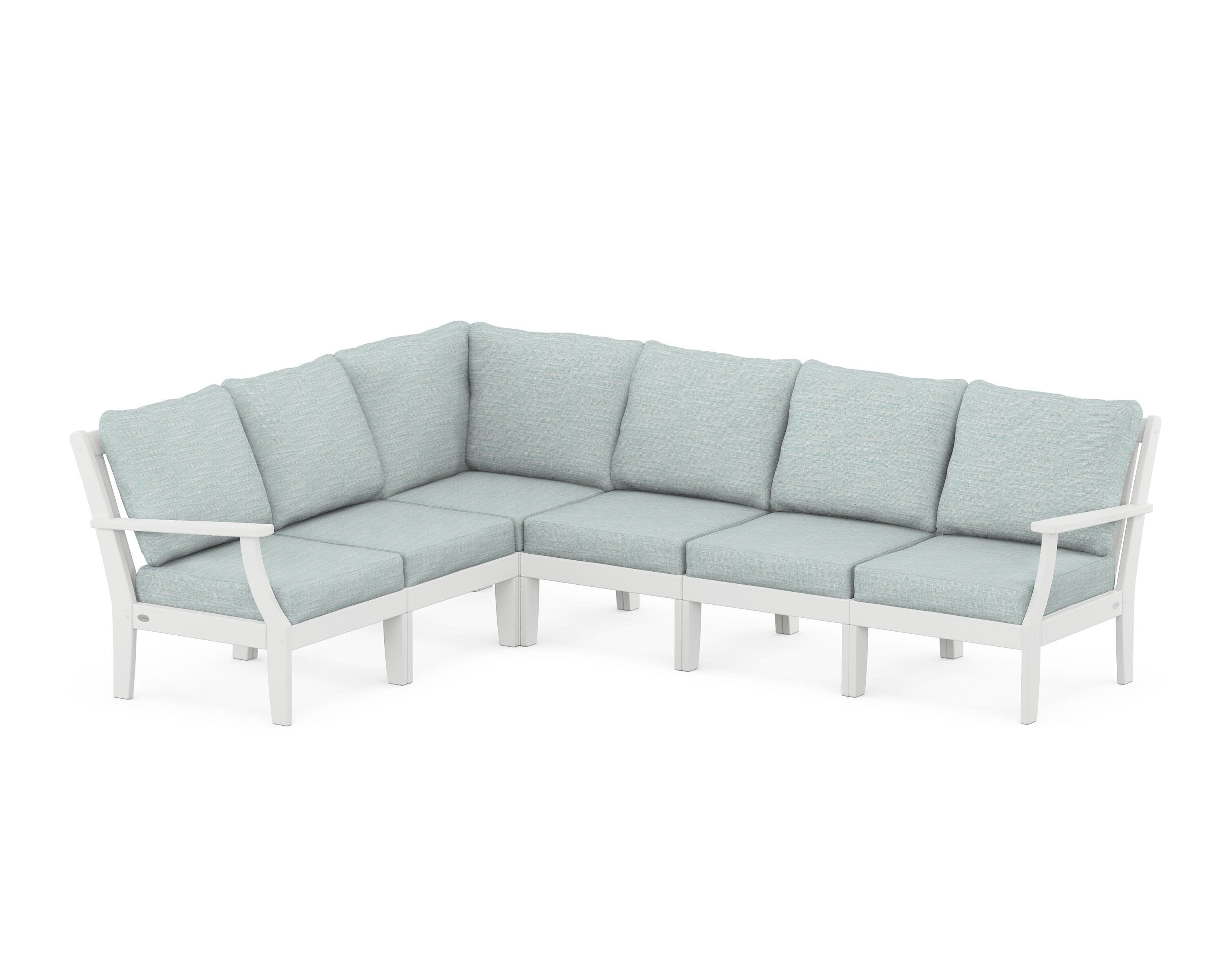 Braxton Modular 6-Piece Deep Seating Set in White / Soothe Mist