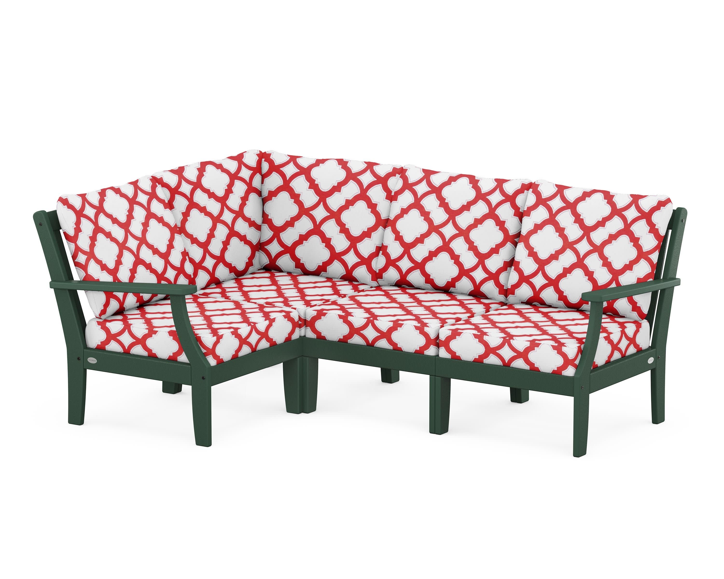 Braxton Modular 4-Piece Deep Seating Set in Green / Trellis Crimson