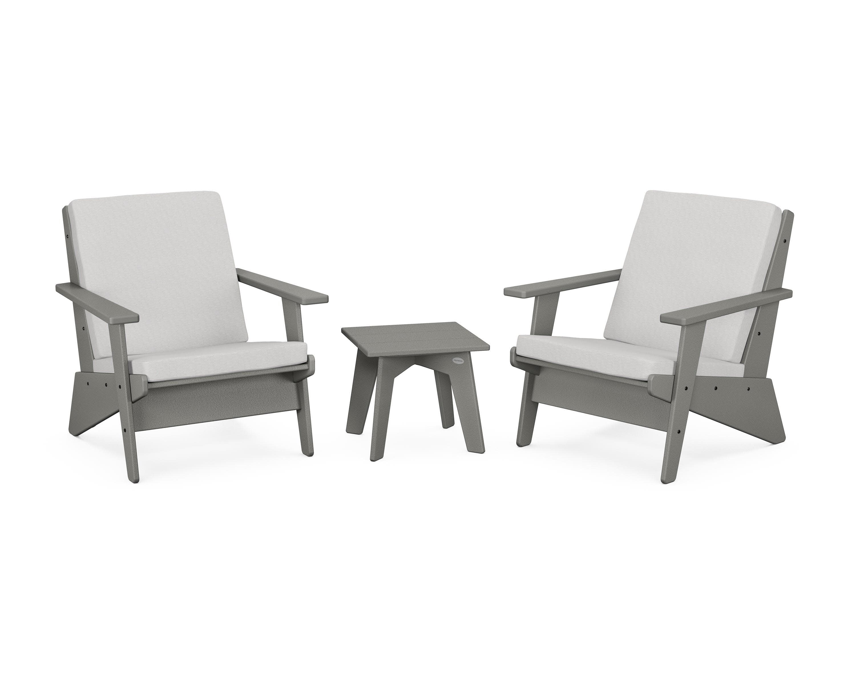 Riviera Modern Lounge 3-Piece Set in Slate Grey / Diamond in the Rough