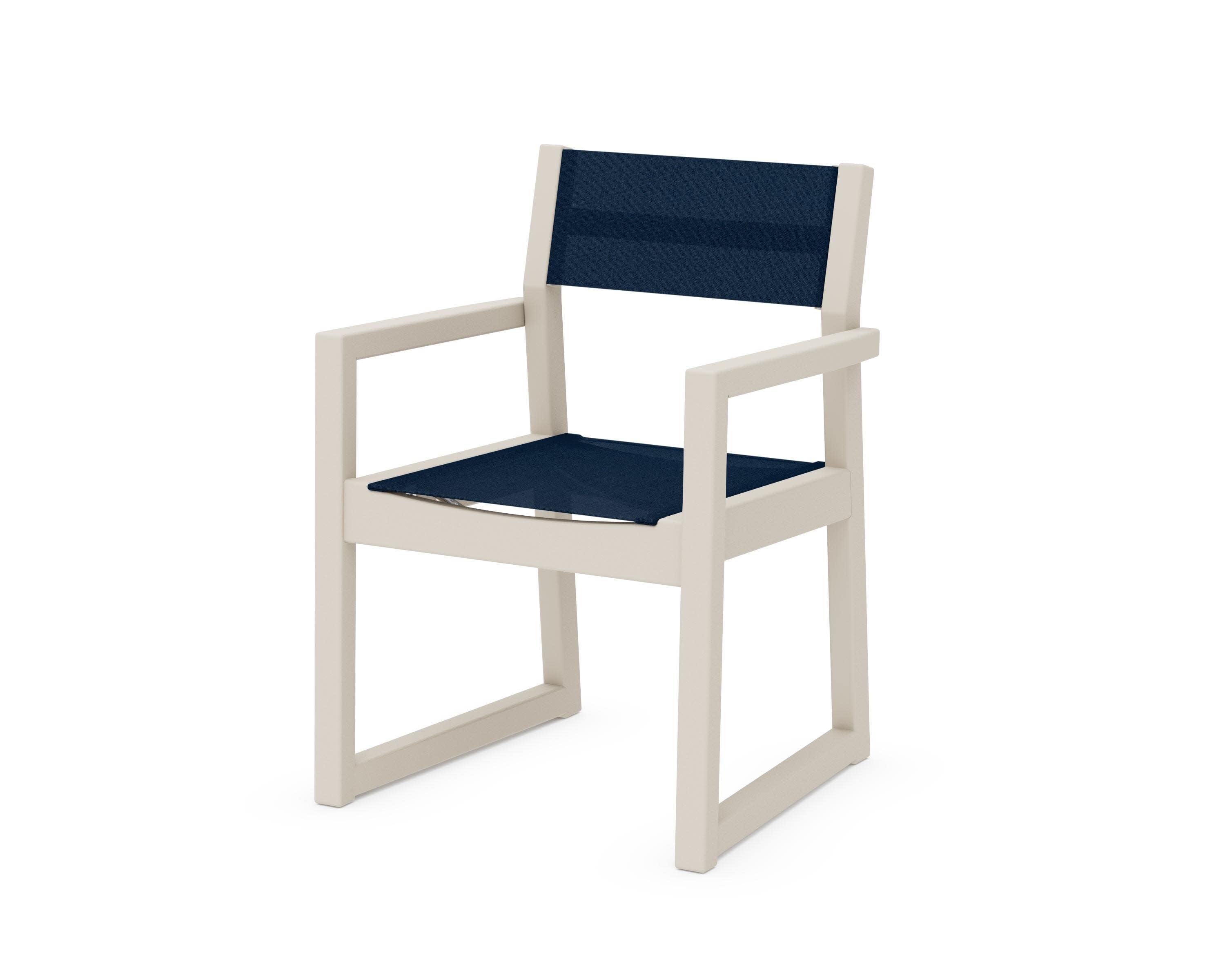 EDGE Sling Dining Arm Chair in Sand / Navy Blue Sling