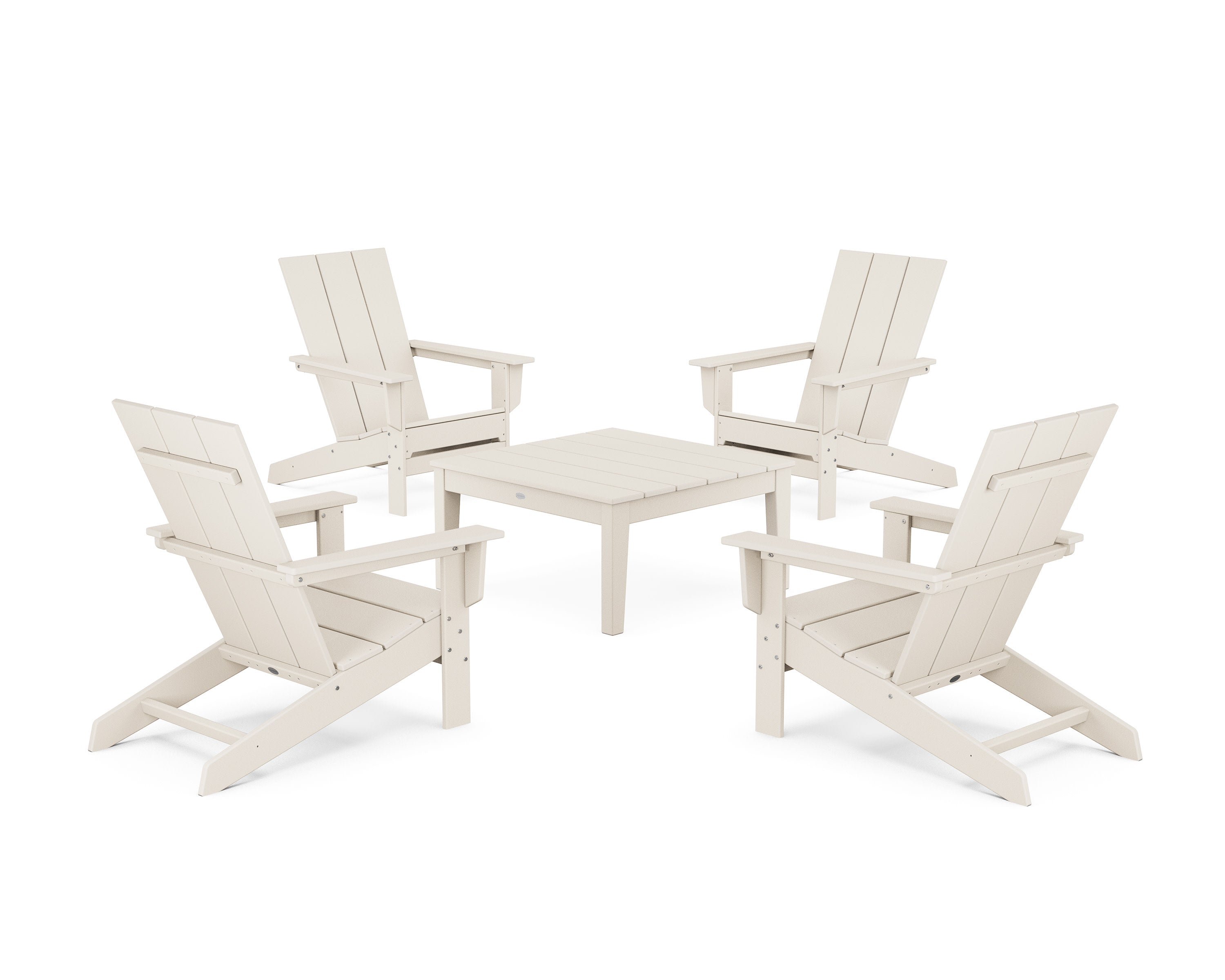 5-Piece Modern Studio Adirondack Chair Conversation Group in Sand