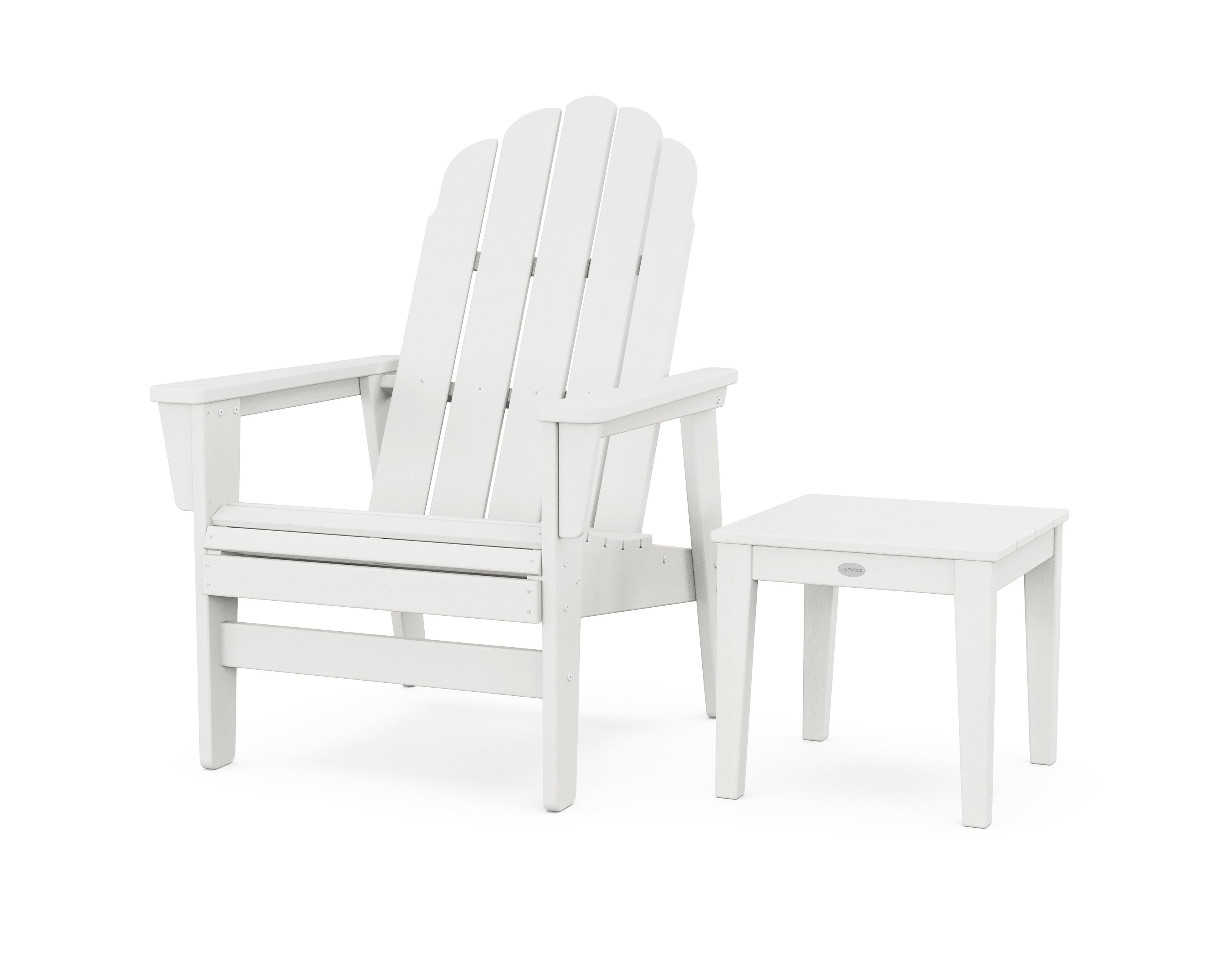 Vineyard Grand Upright Adirondack Chair with Side Table in Vintage White