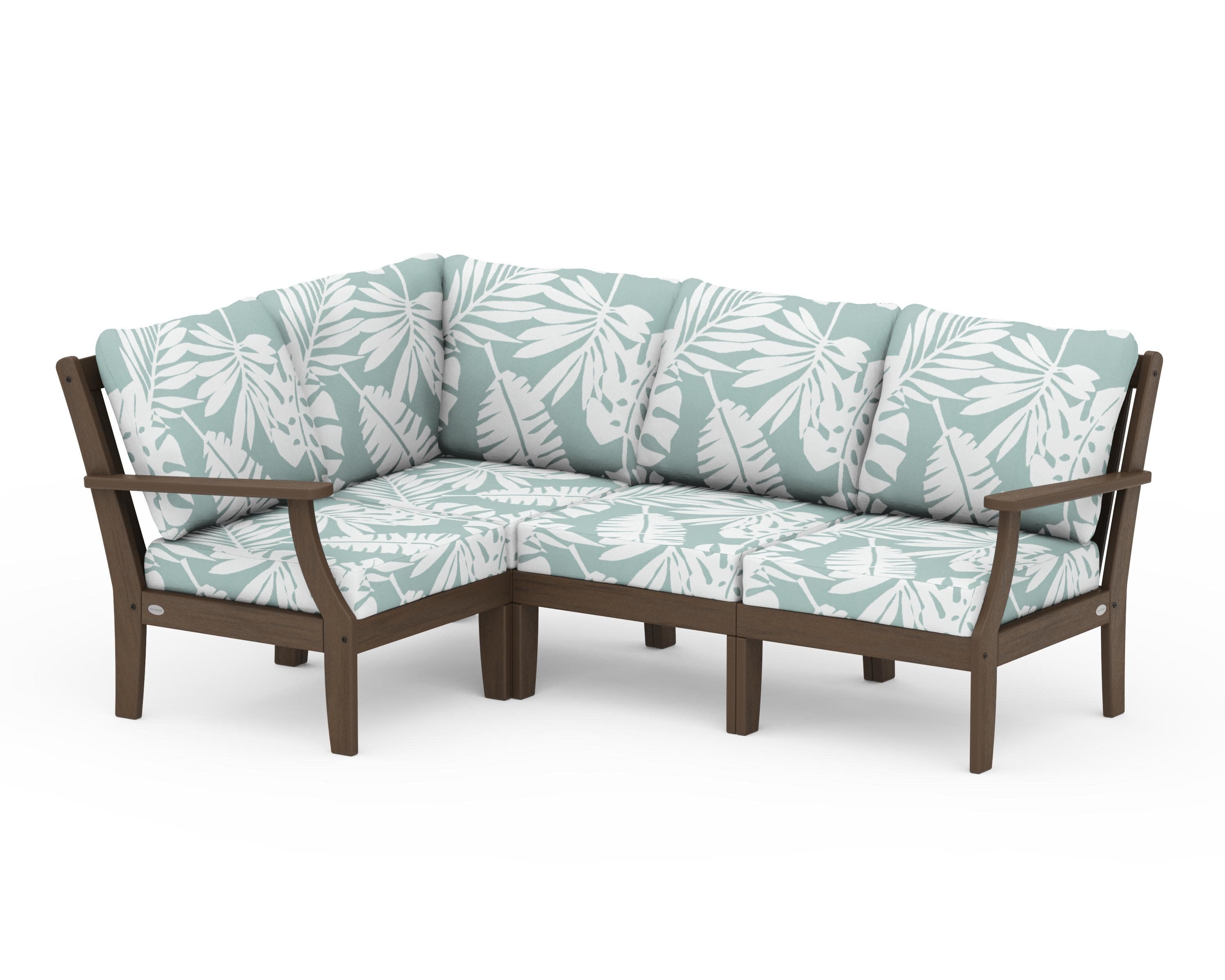Braxton Modular 4-Piece Deep Seating Set in Kona / Leaf Glacier Spa