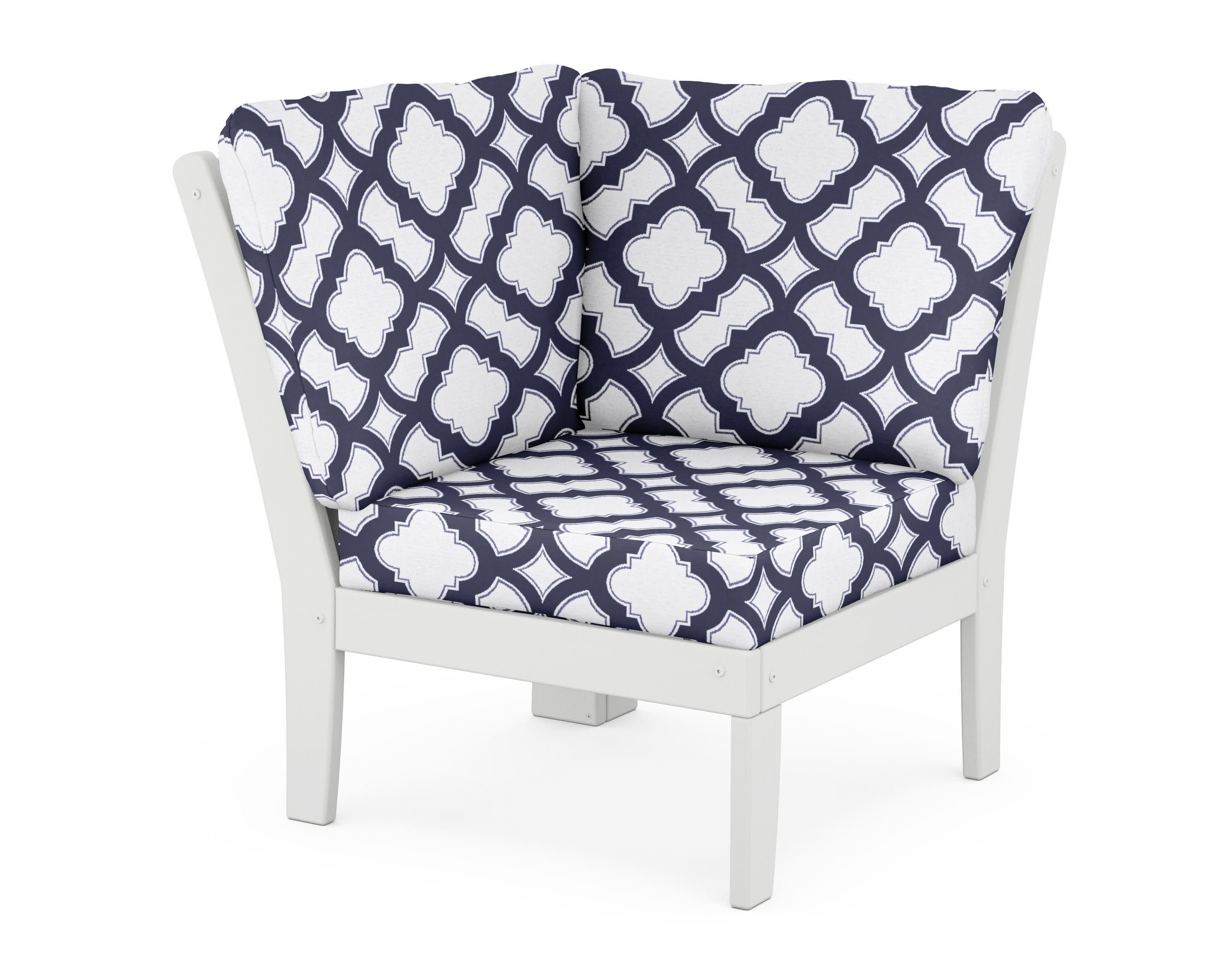 Braxton Modular Corner Chair in White / Trellis Navy