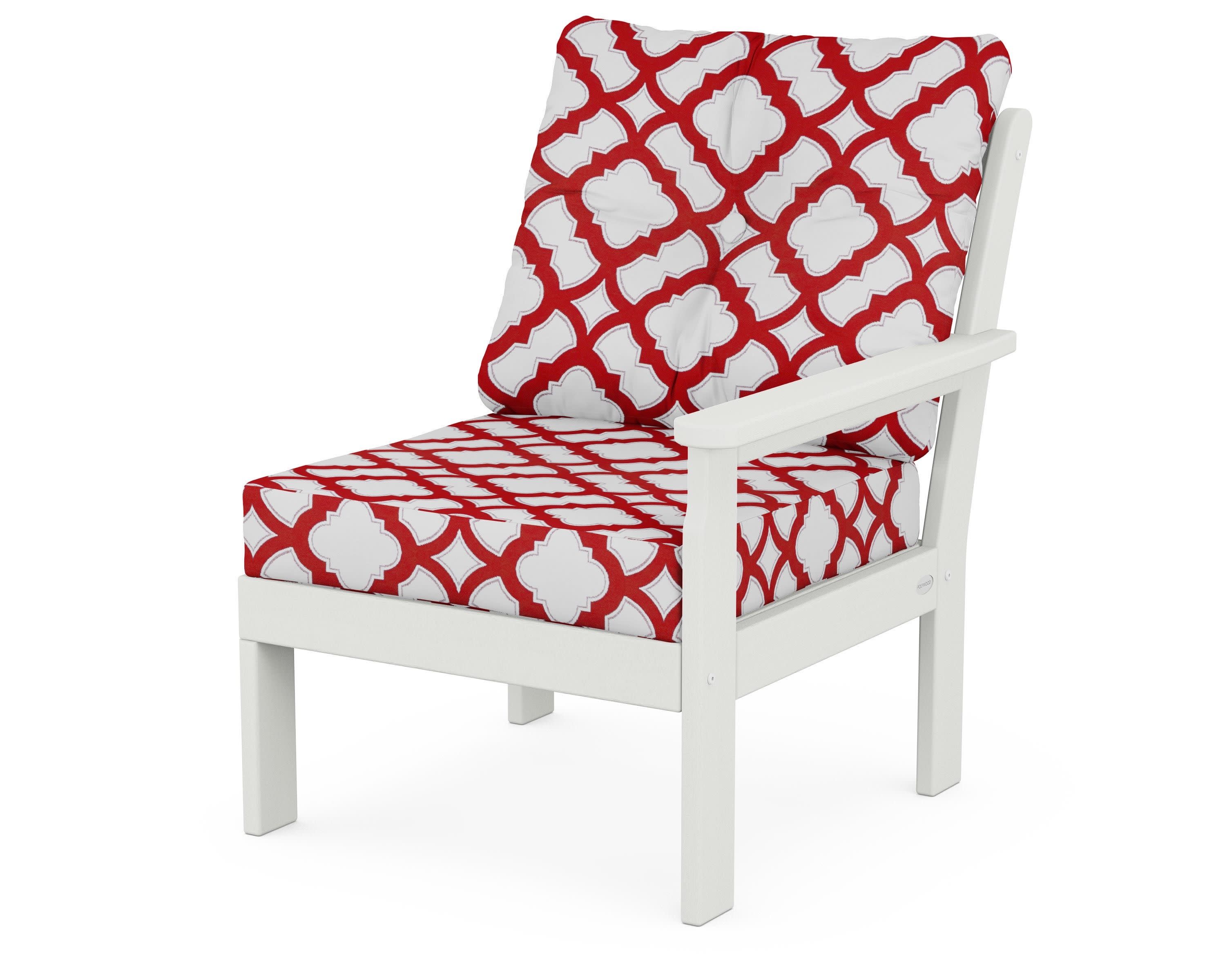 Vineyard Modular Right Arm Chair in Vintage White / Trellis Crimson