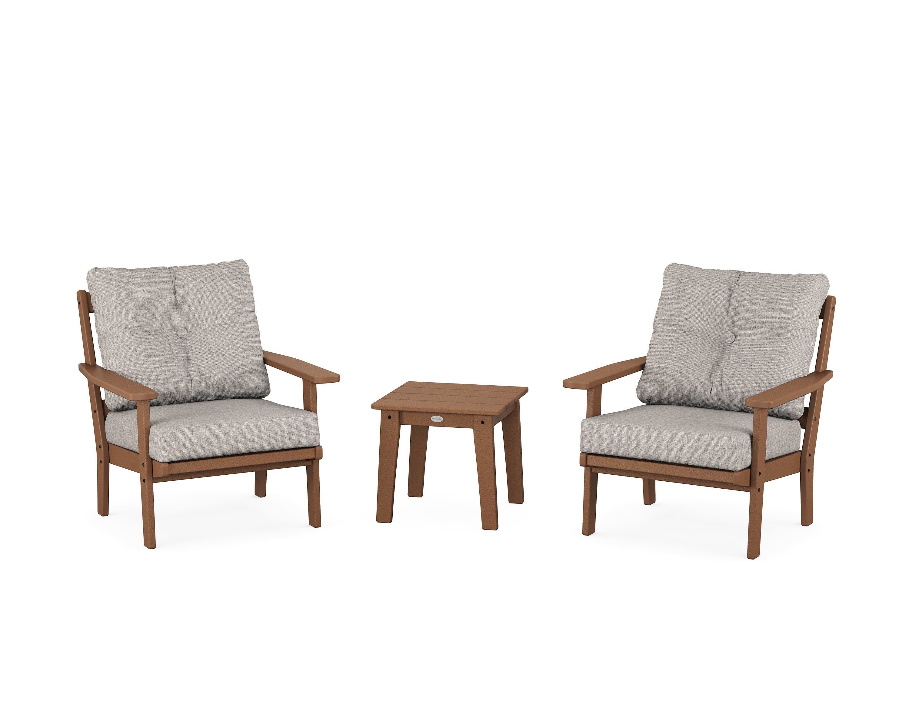 Oxford 3-Piece Deep Seating Set in Teak / Weathered Tweed