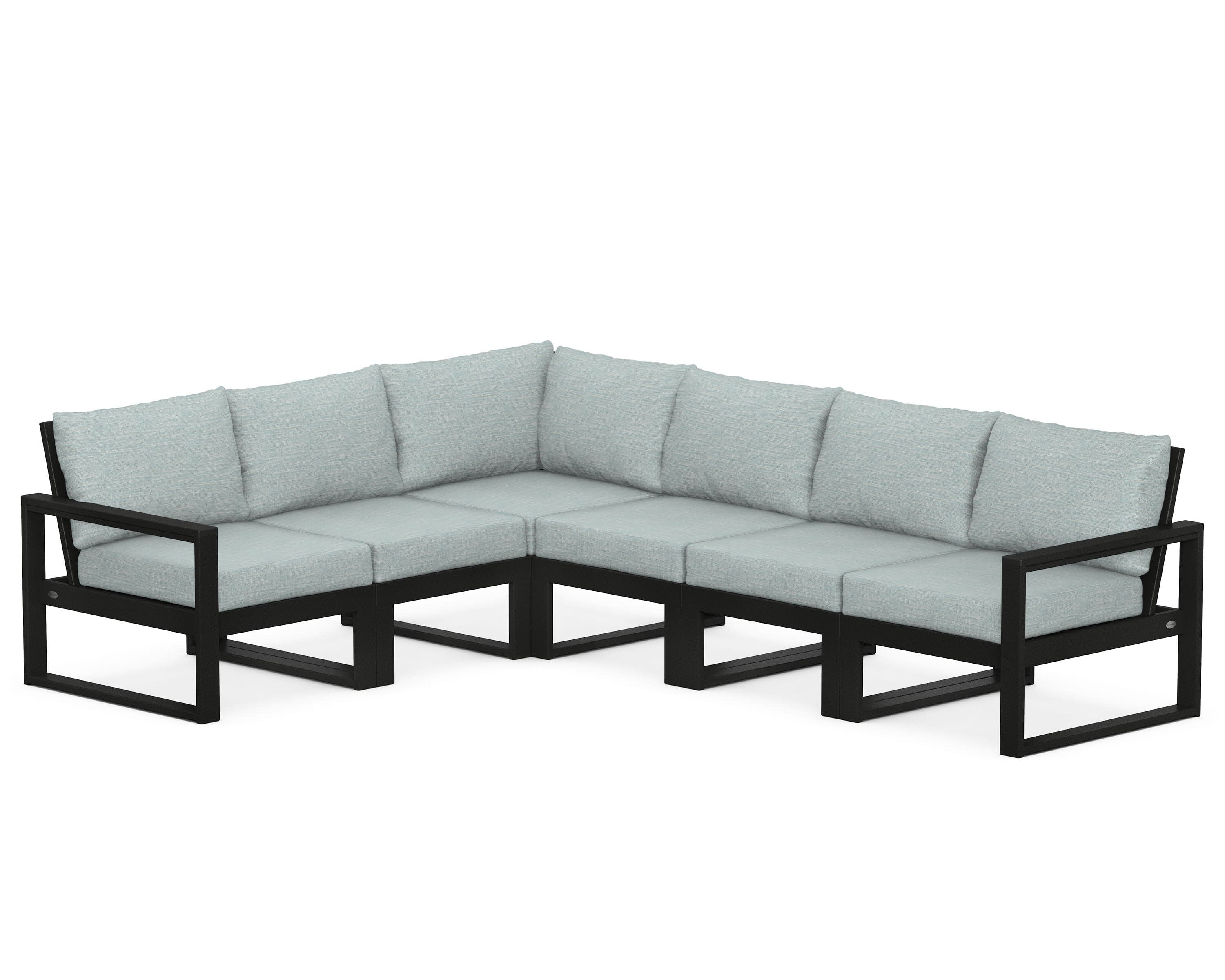 EDGE 6-Piece Modular Deep Seating Set in Black / Soothe Mist