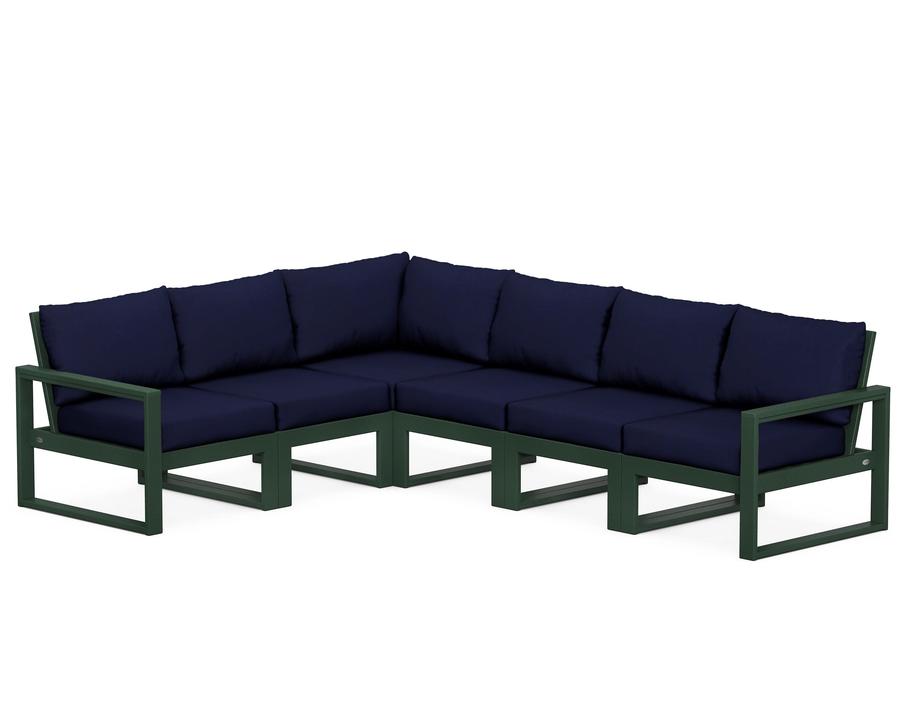 EDGE 6-Piece Modular Deep Seating Set in Green / Navy