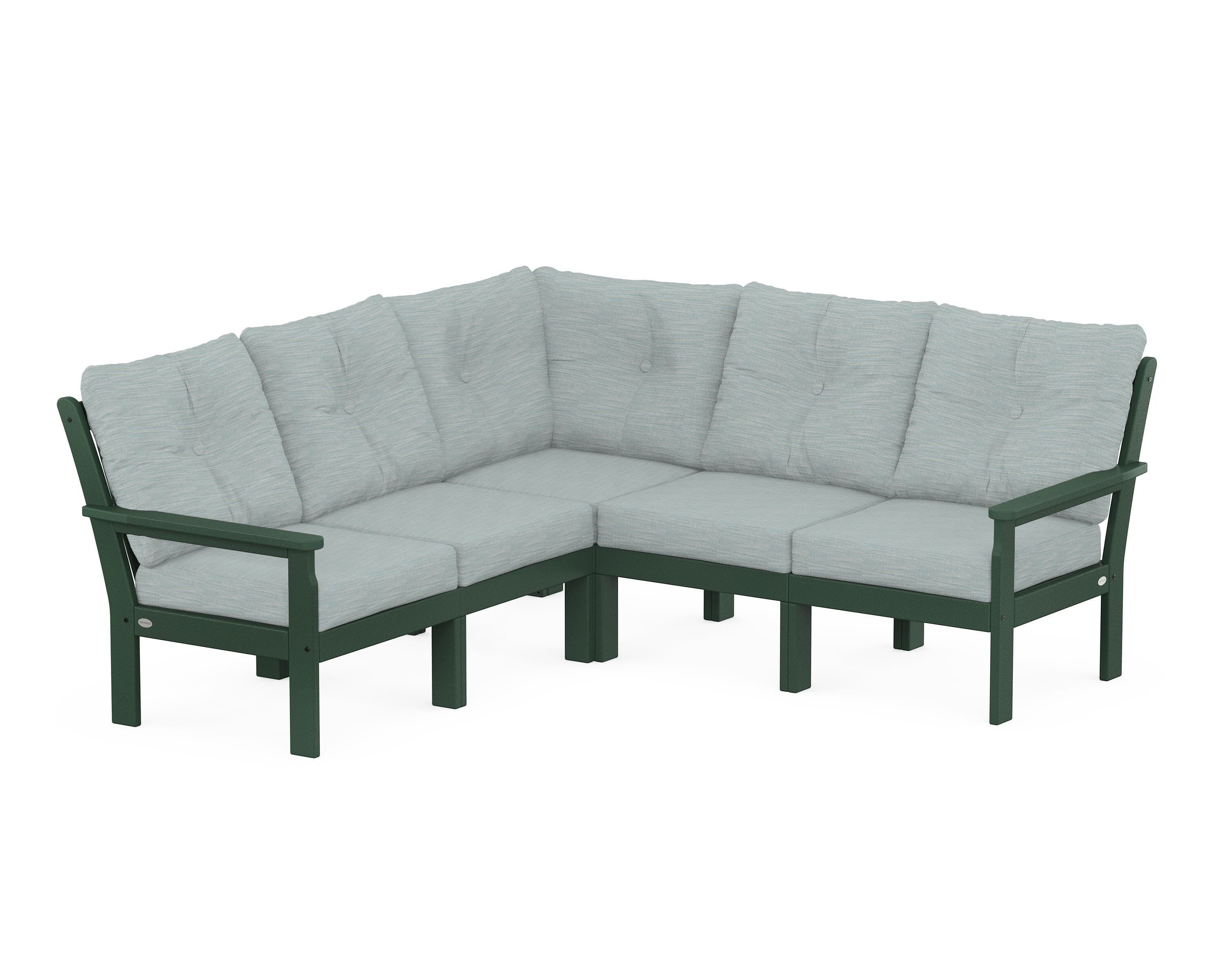 Vineyard 5-Piece Sectional in Green / Soothe Mist