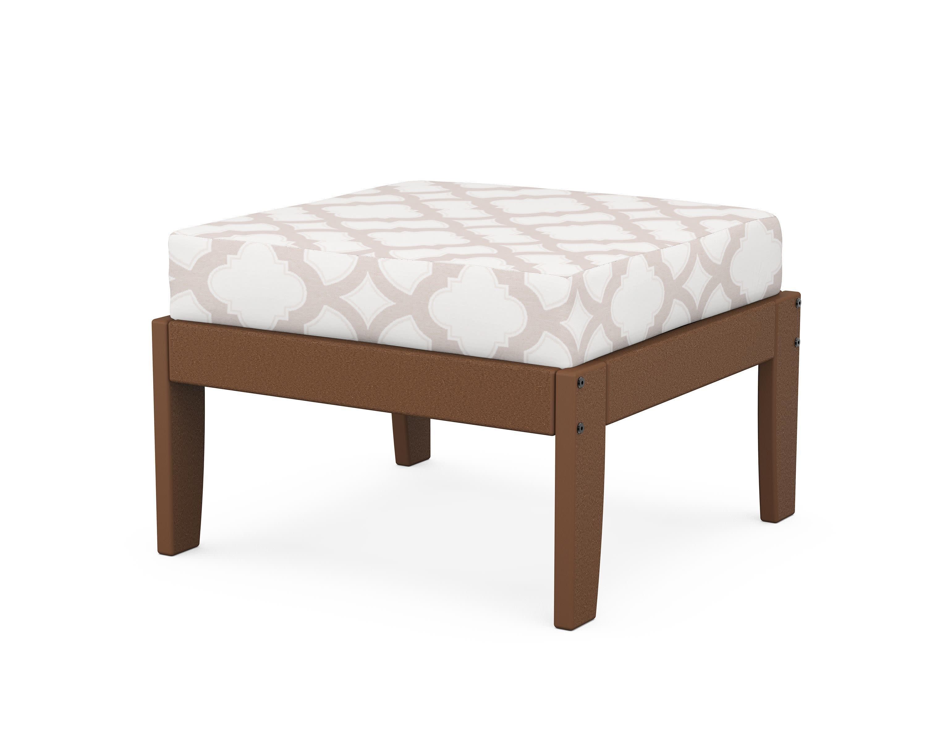 Modular Ottoman - Classic in Teak / Trellis Dune Burlap