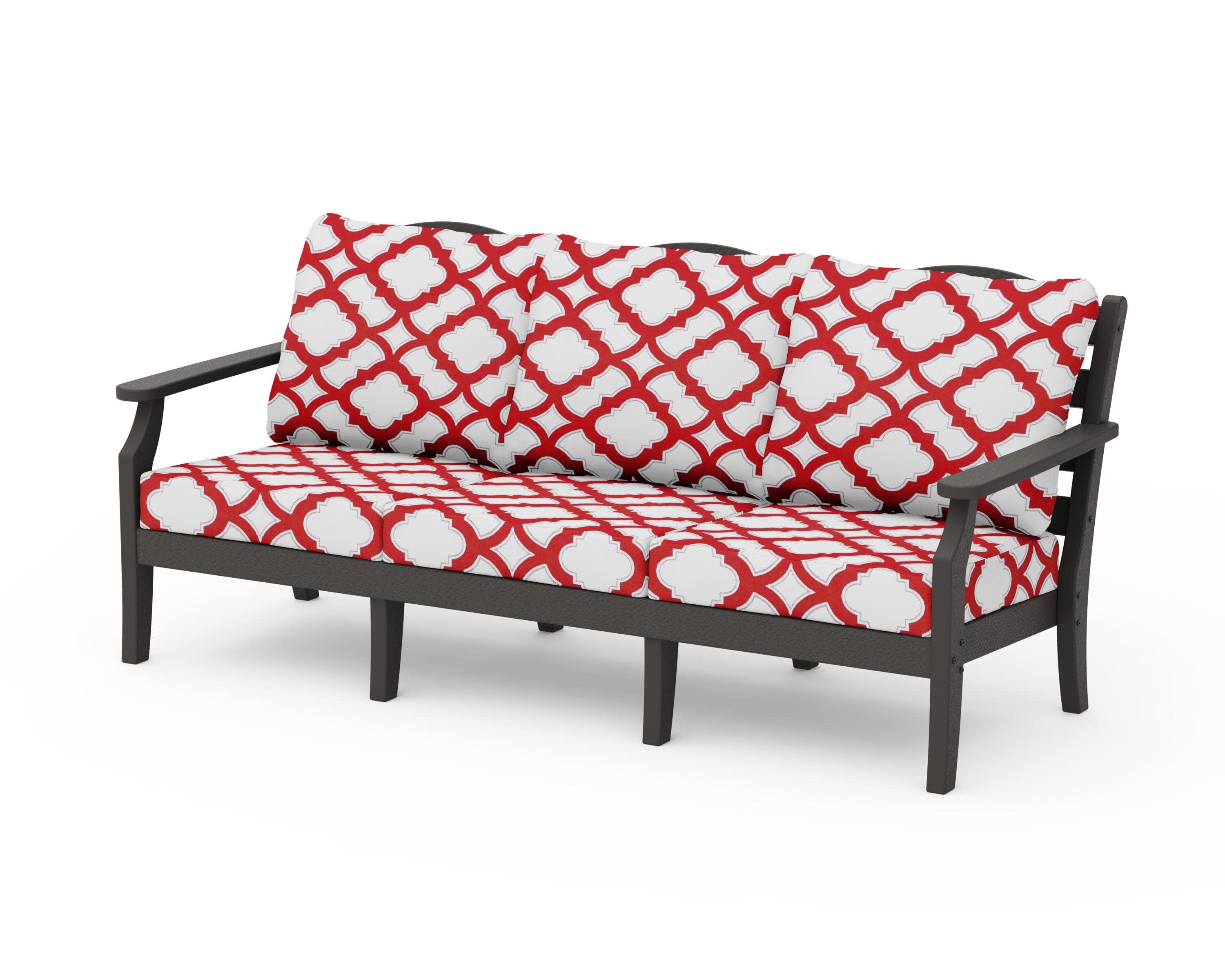 Savannah Deep Seating Sofa in Vintage Coffee / Trellis Crimson
