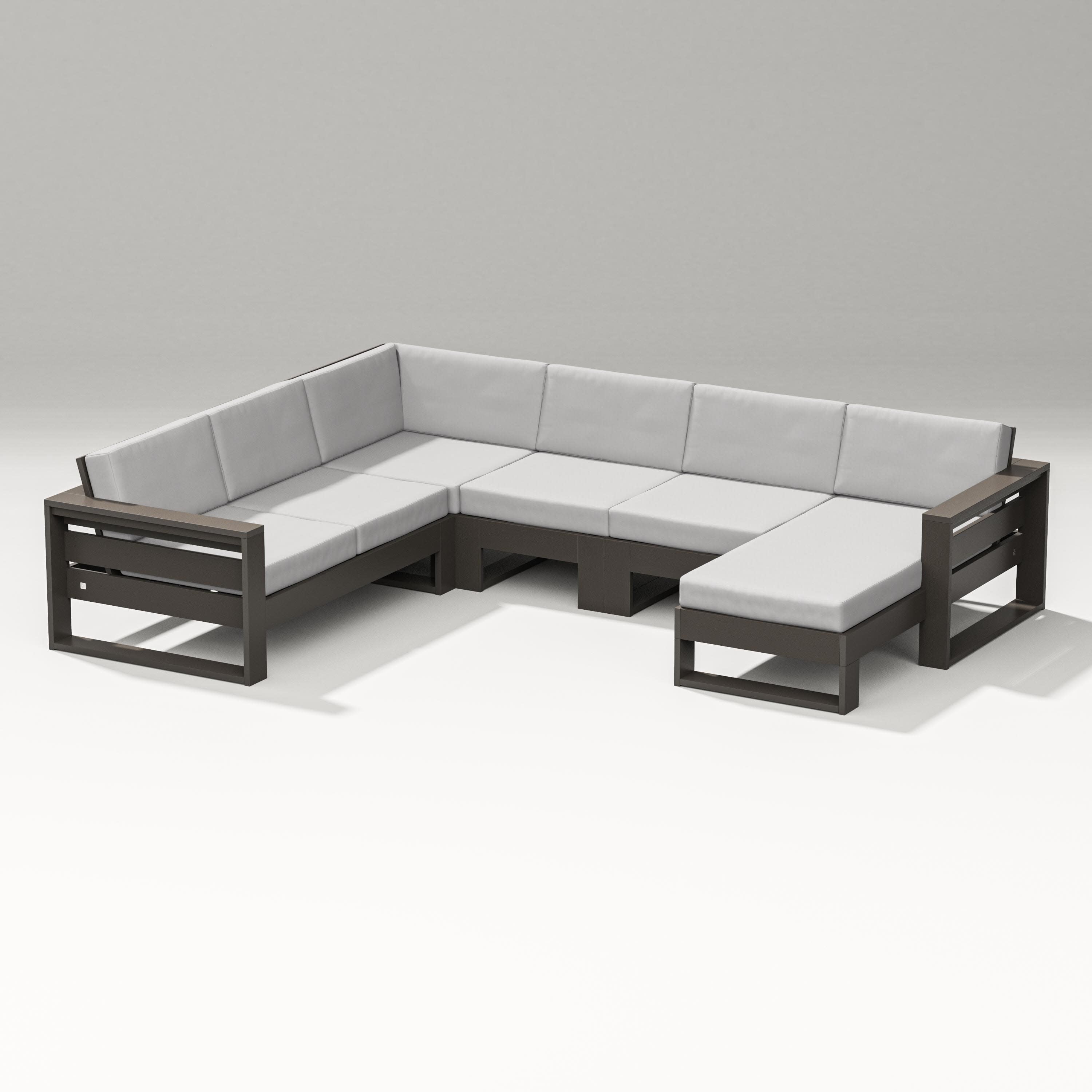 Latitude Corner Sectional with Right Chaise in Vintage Coffee / Diamond in the Rough