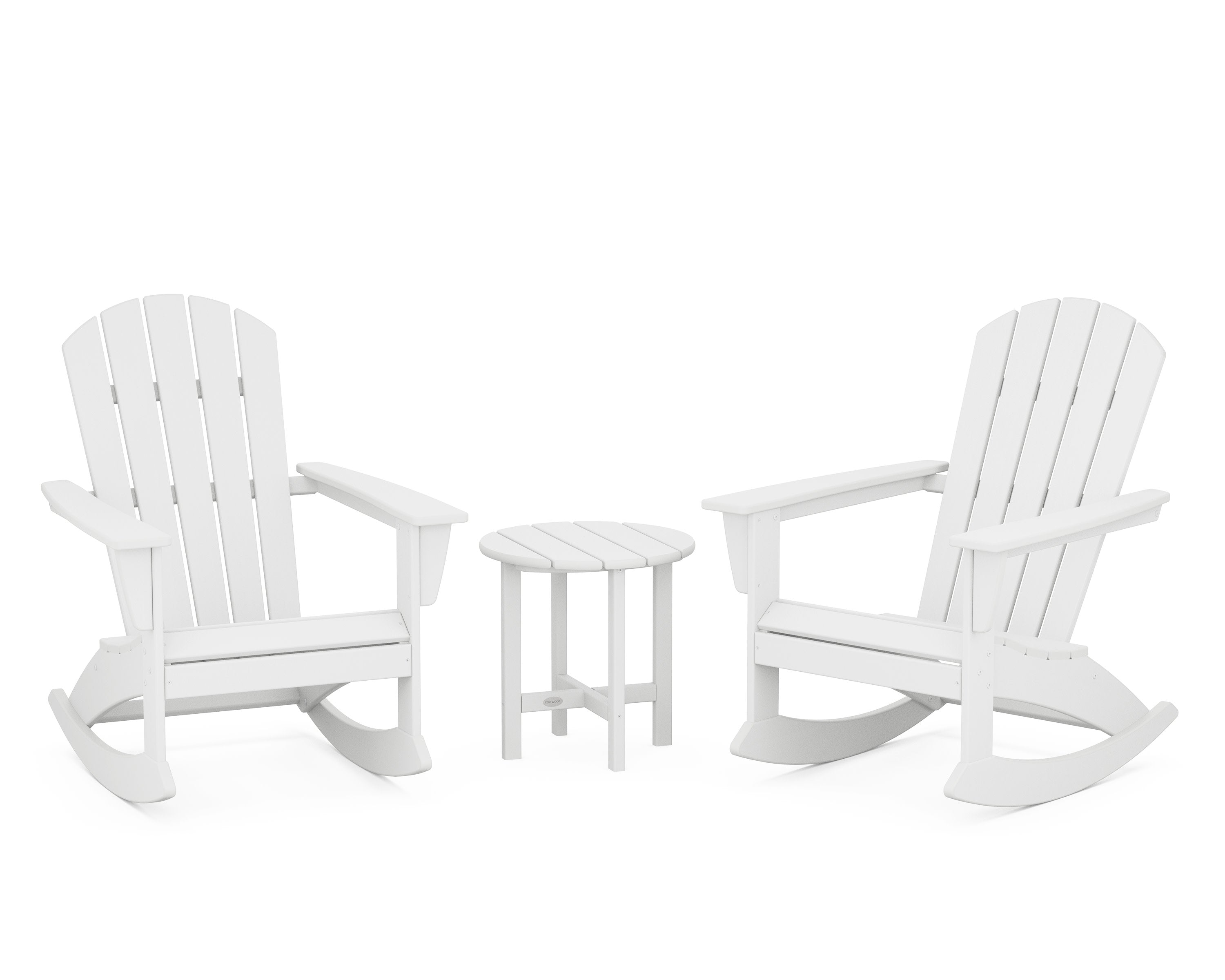 Nautical 3-Piece Adirondack Rocking Chair Set in White