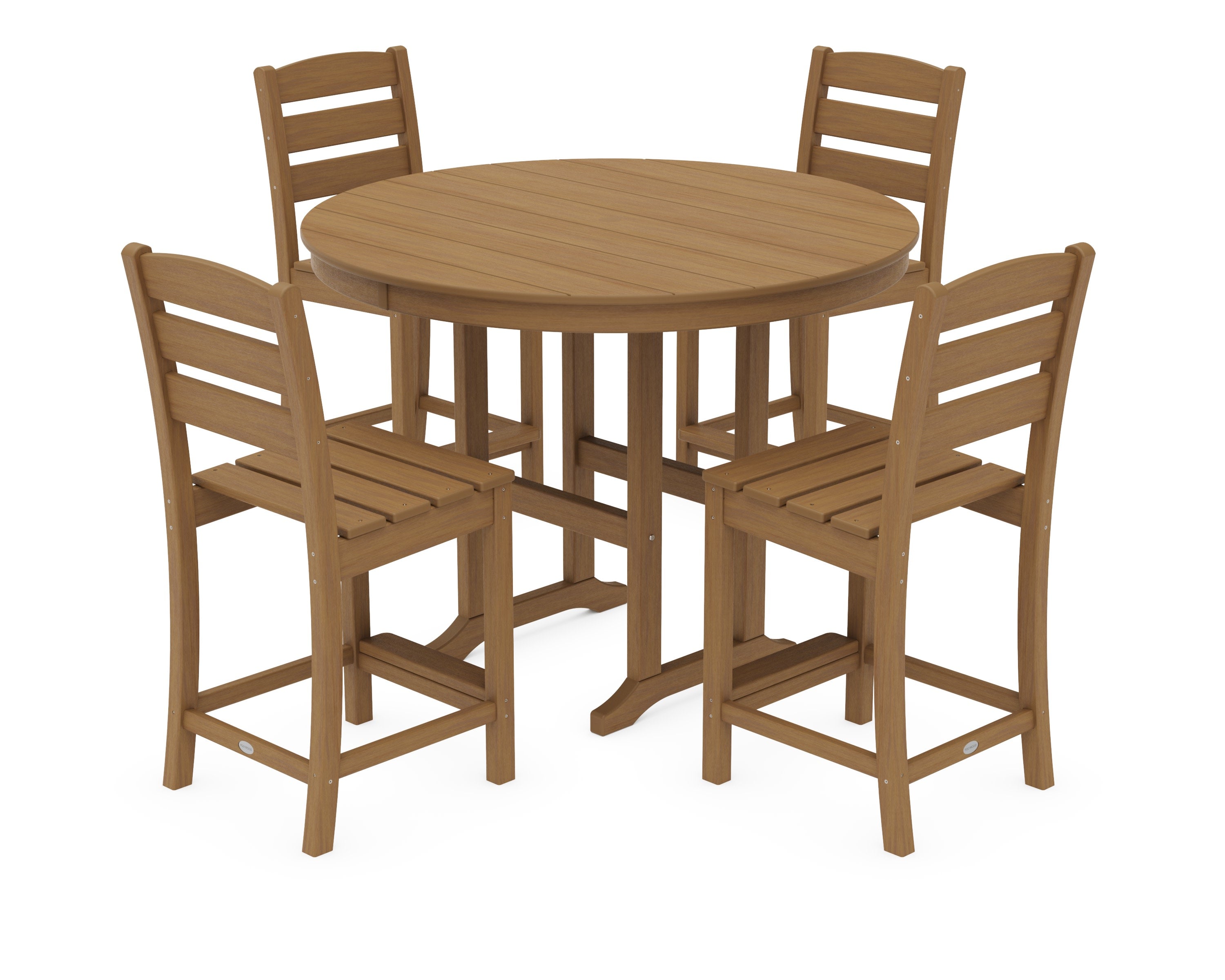 Lakeside 5-Piece Farmhouse Round Side Chair Counter  Set in Natural