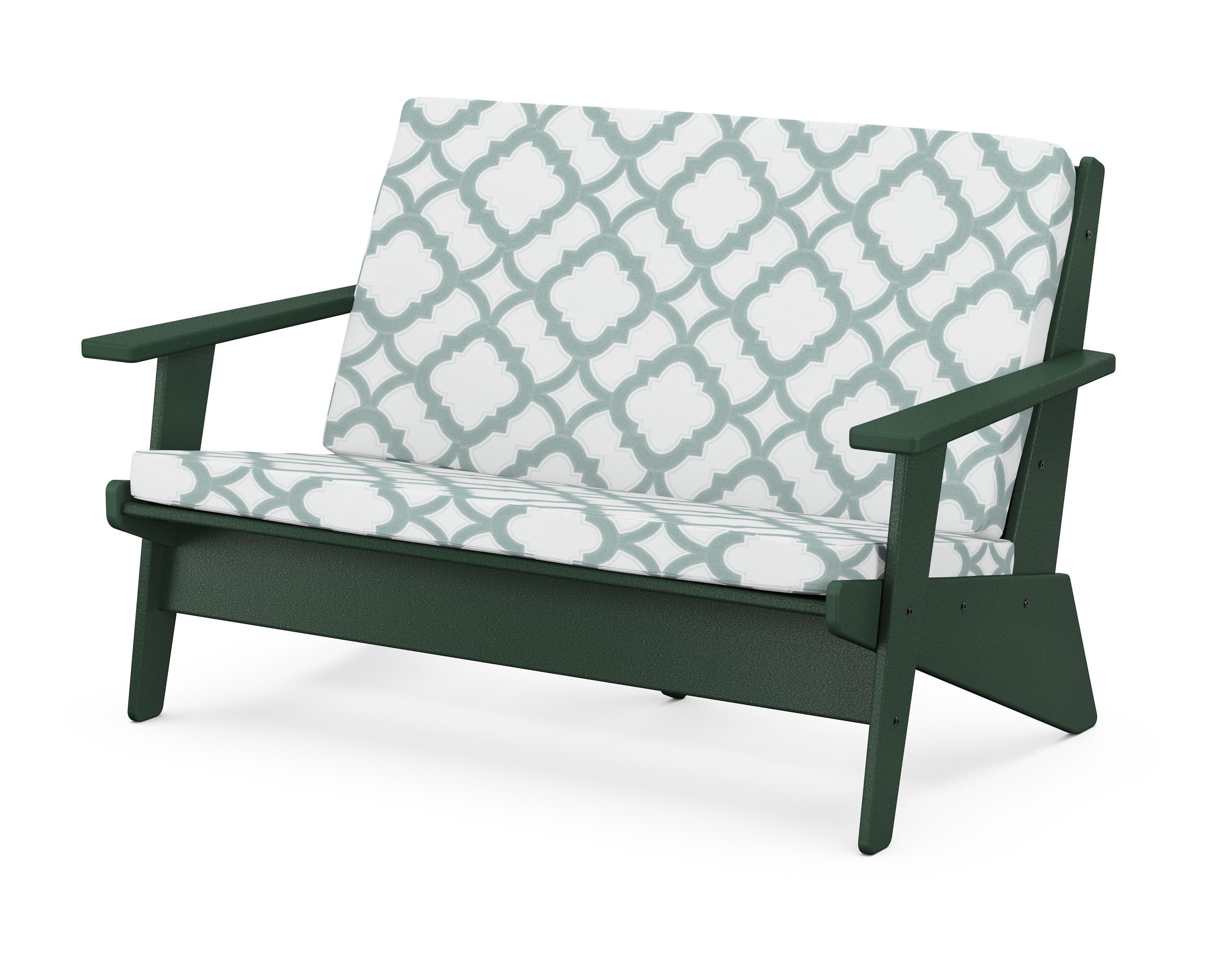 Riviera Modern Lounge Loveseat in Green / Trellis Glacier Spa