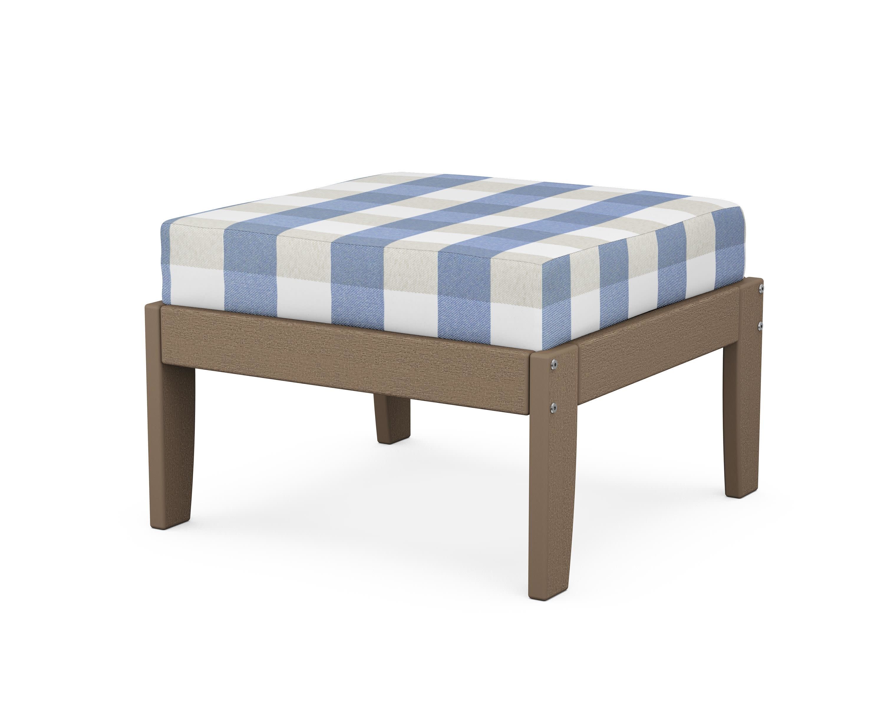 Modular Ottoman - Classic in Vintage Sahara / Buffalo Plaid Sky Blue