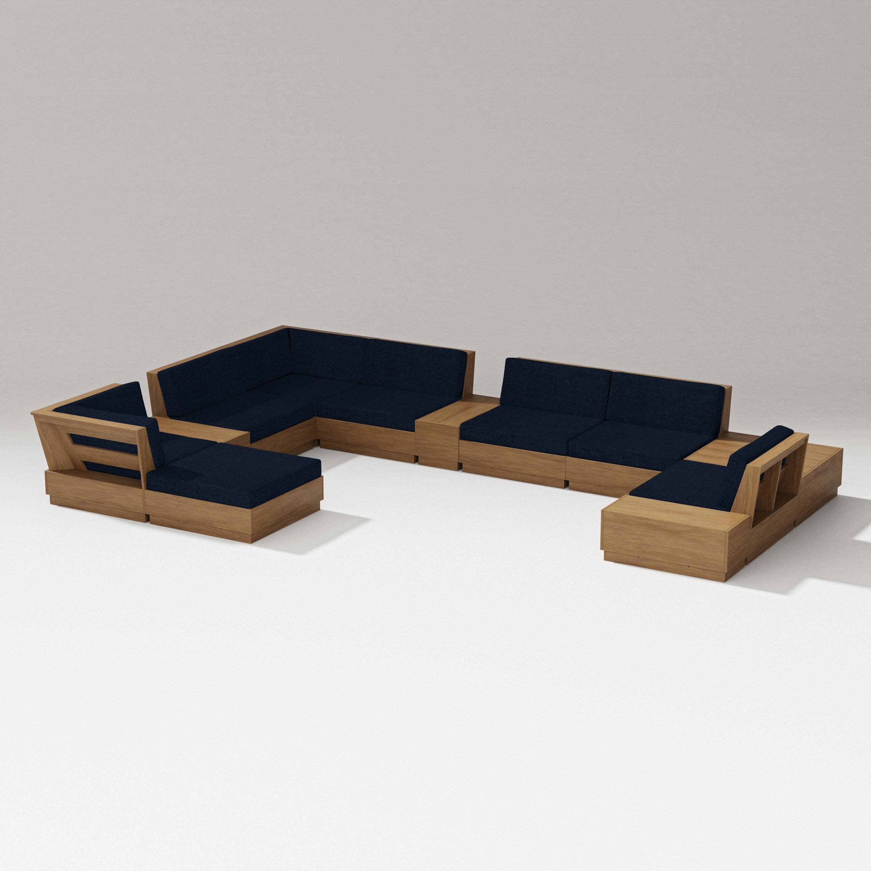 Elevate 12-Piece Conversation Sectional Set in Natural / Marine Indigo