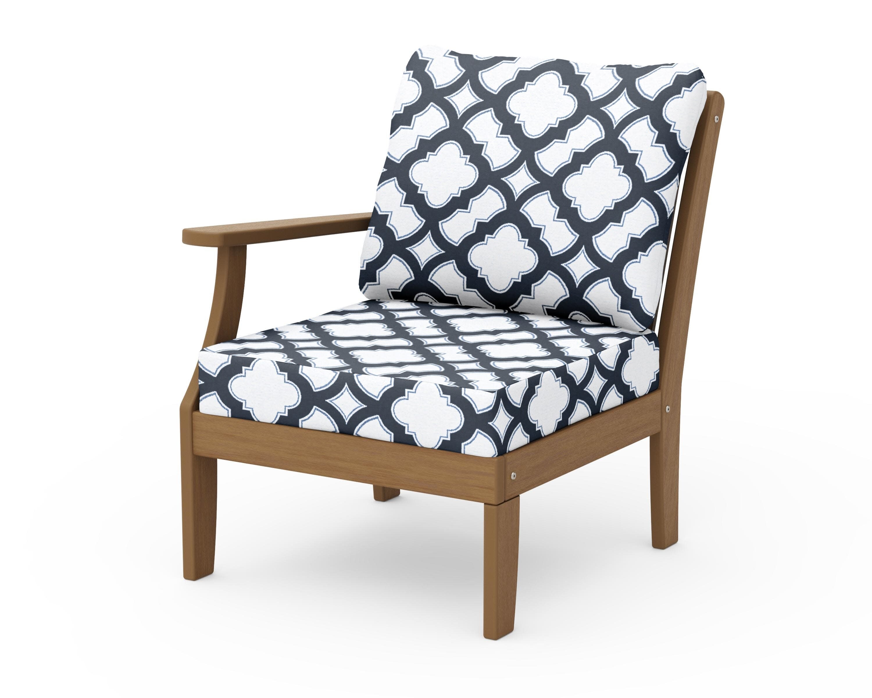 Braxton Modular Left Arm Chair in Natural / Trellis Marine Indigo