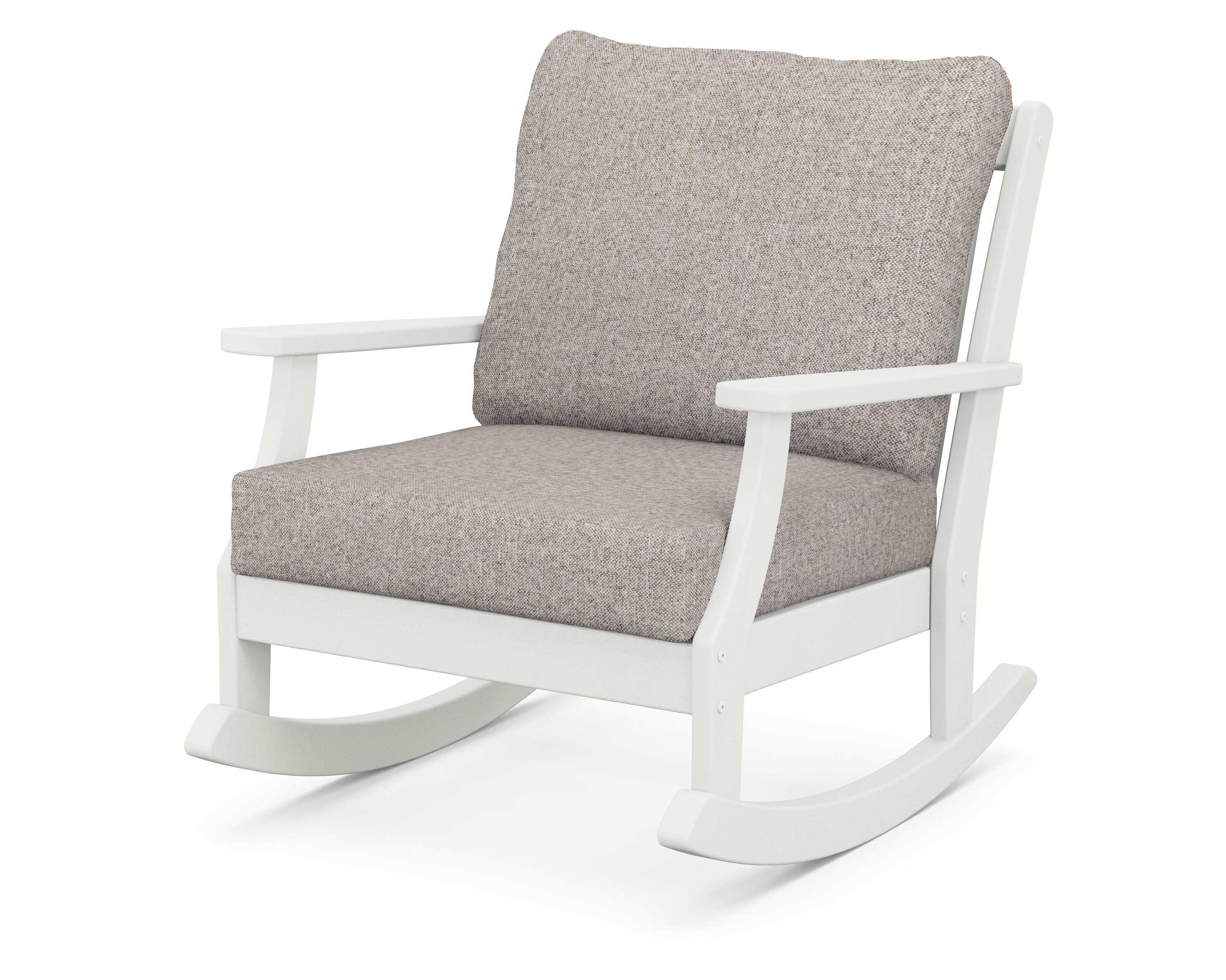 Braxton Deep Seating Rocking Chair in Vintage White / Weathered Tweed