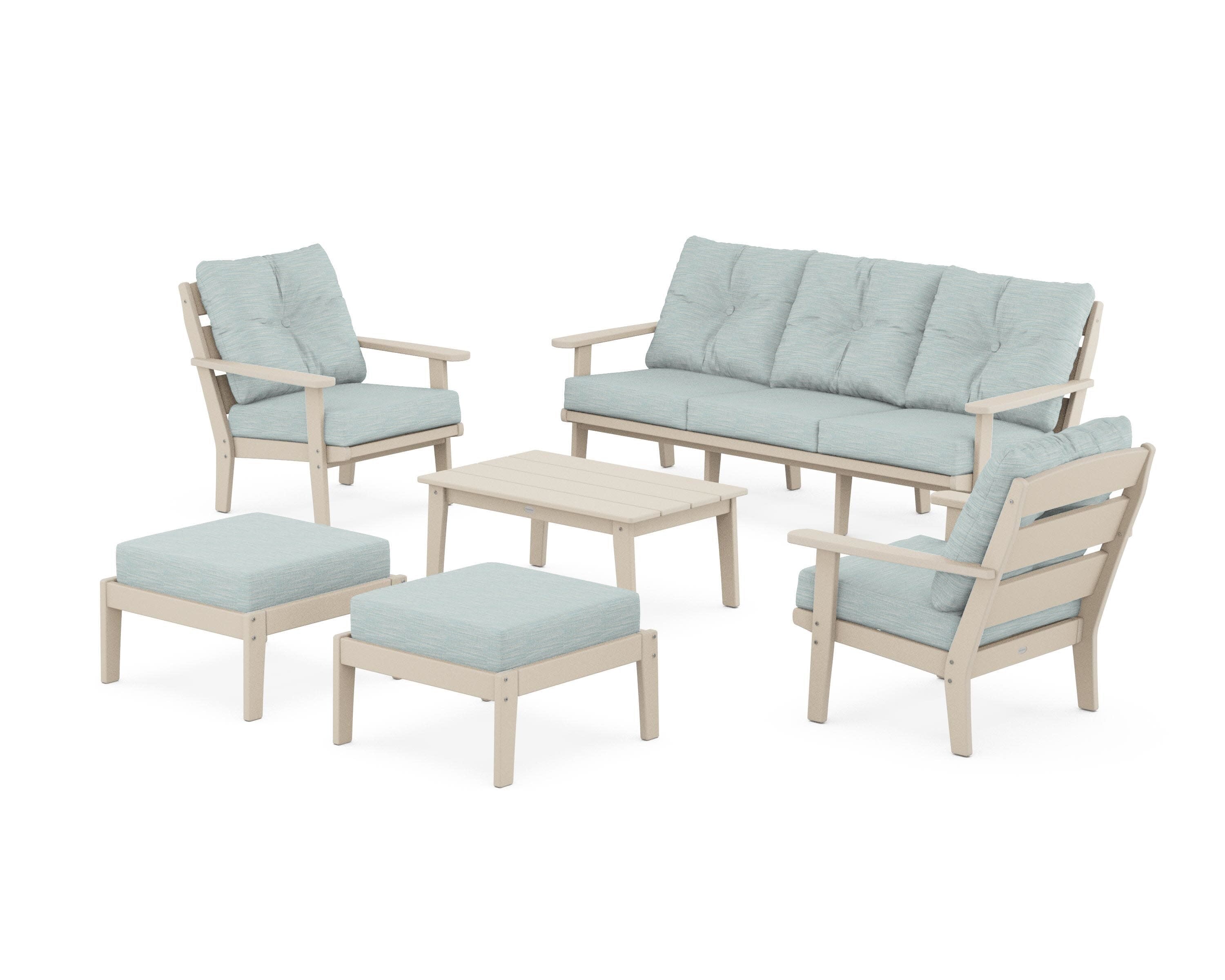Lakeside 6-Piece Lounge Sofa Set in Sand / Soothe Mist