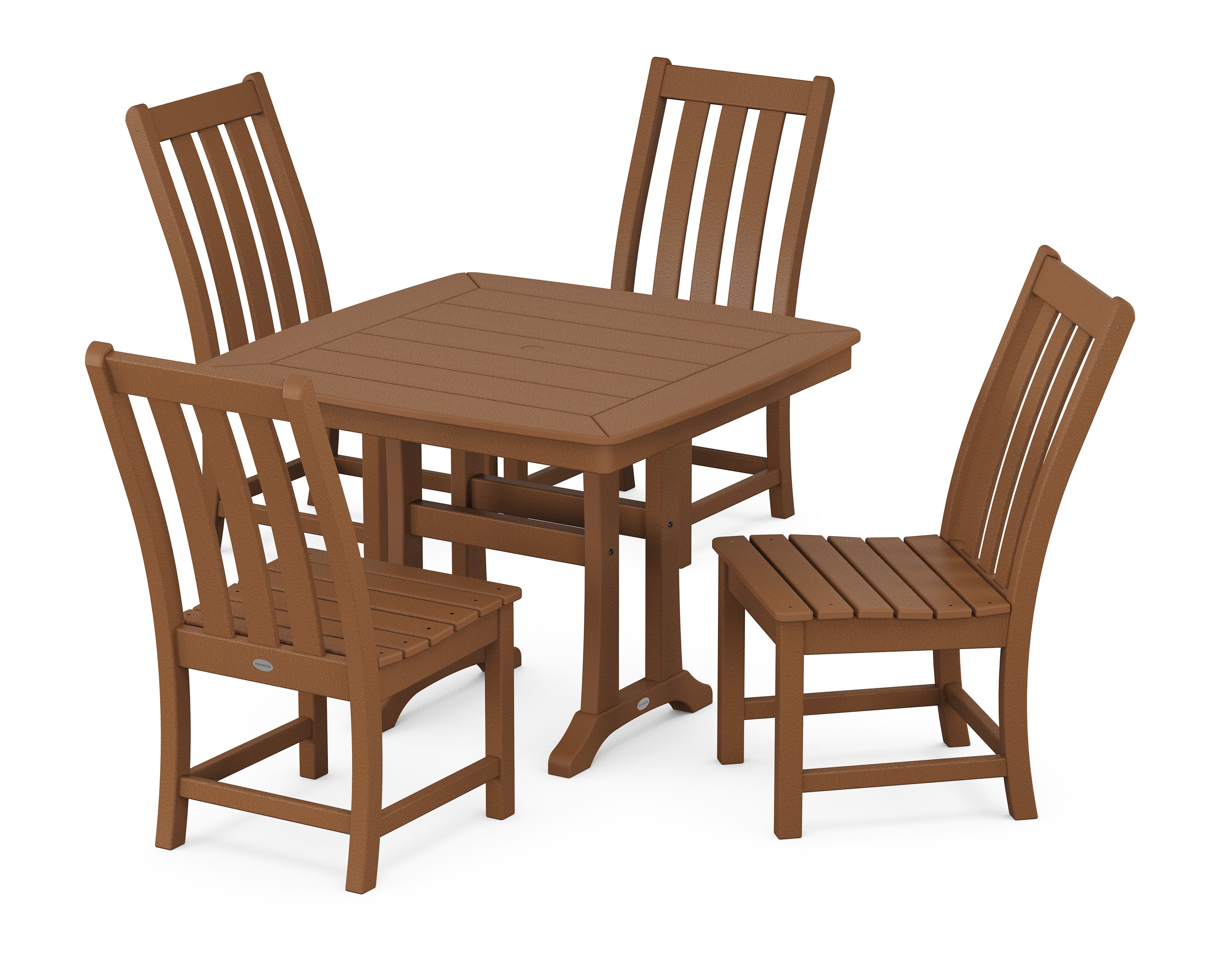 Vineyard Side Chair 5-Piece Dining Set with Trestle Legs in Teak