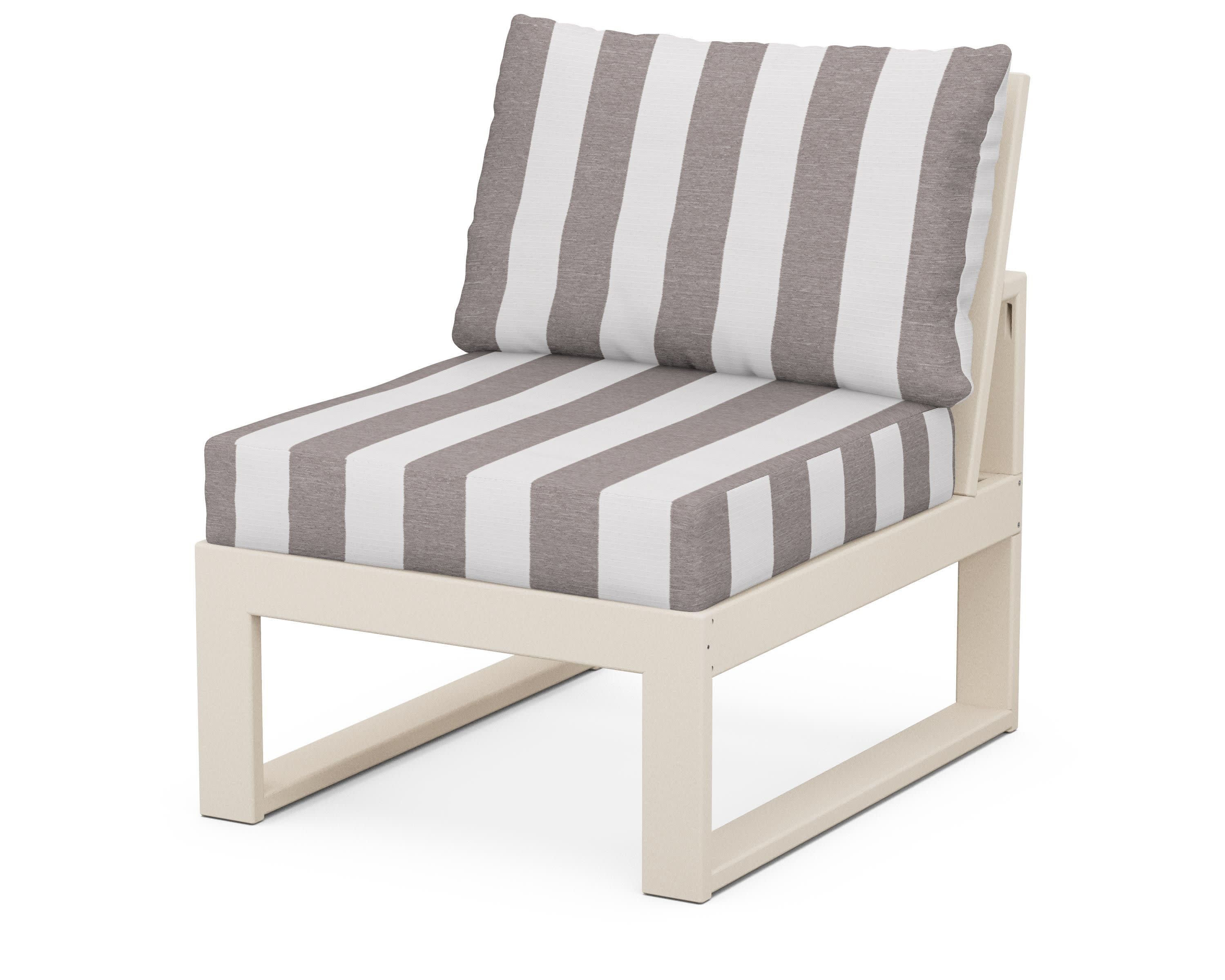 Modular Armless Chair in Sand / Cabana Stripe Grey Mist