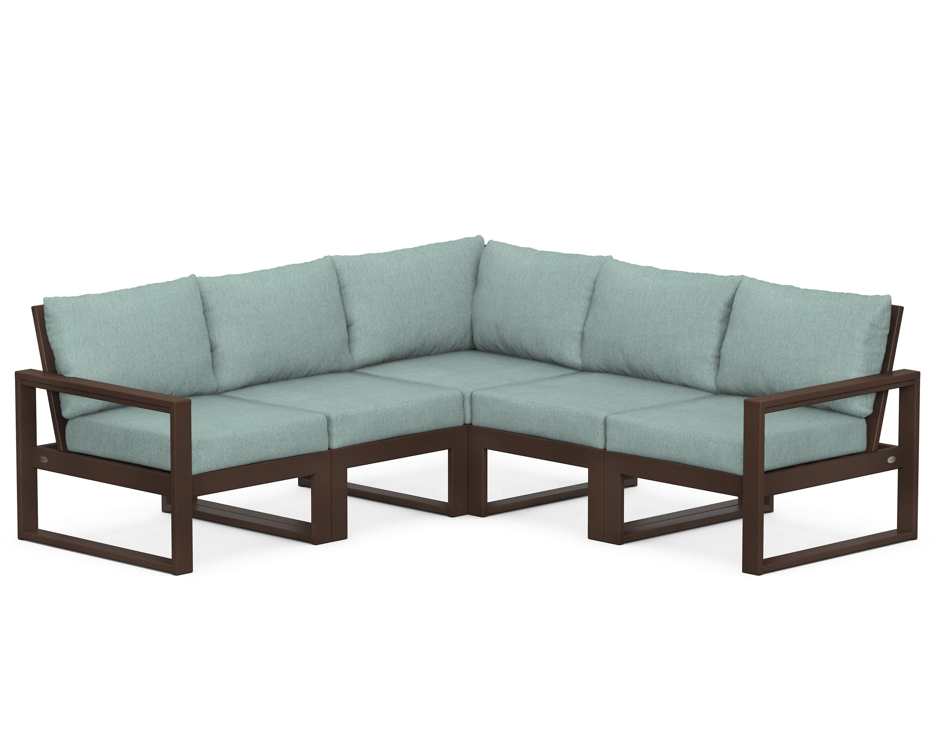 EDGE 5-Piece Modular Deep Seating Set in Mahogany / Glacier Spa