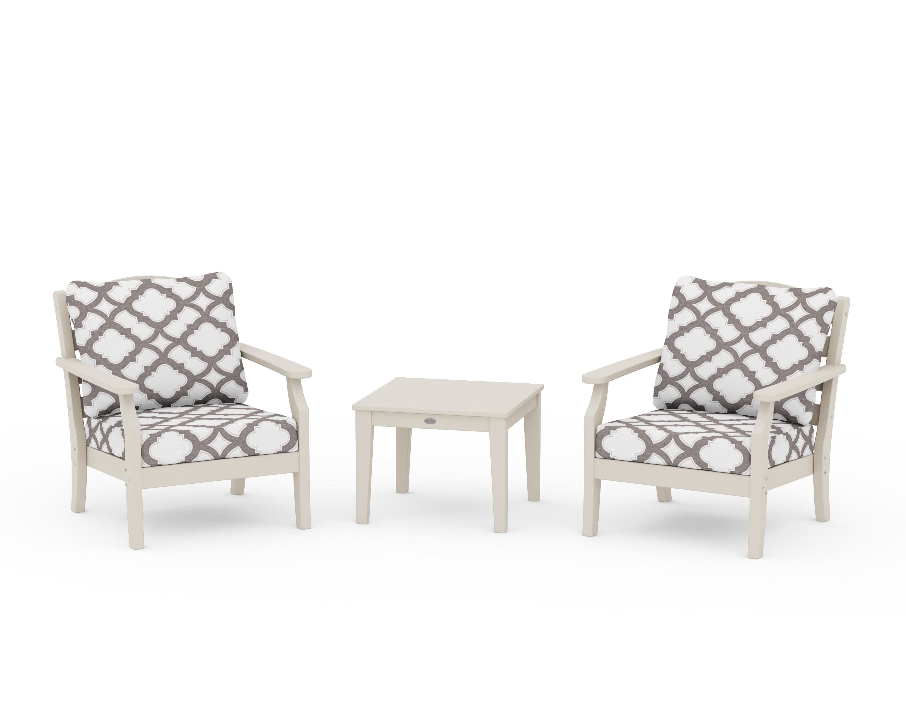 Savannah 3-Piece Deep Seating Set in Sand / Trellis Grey Mist