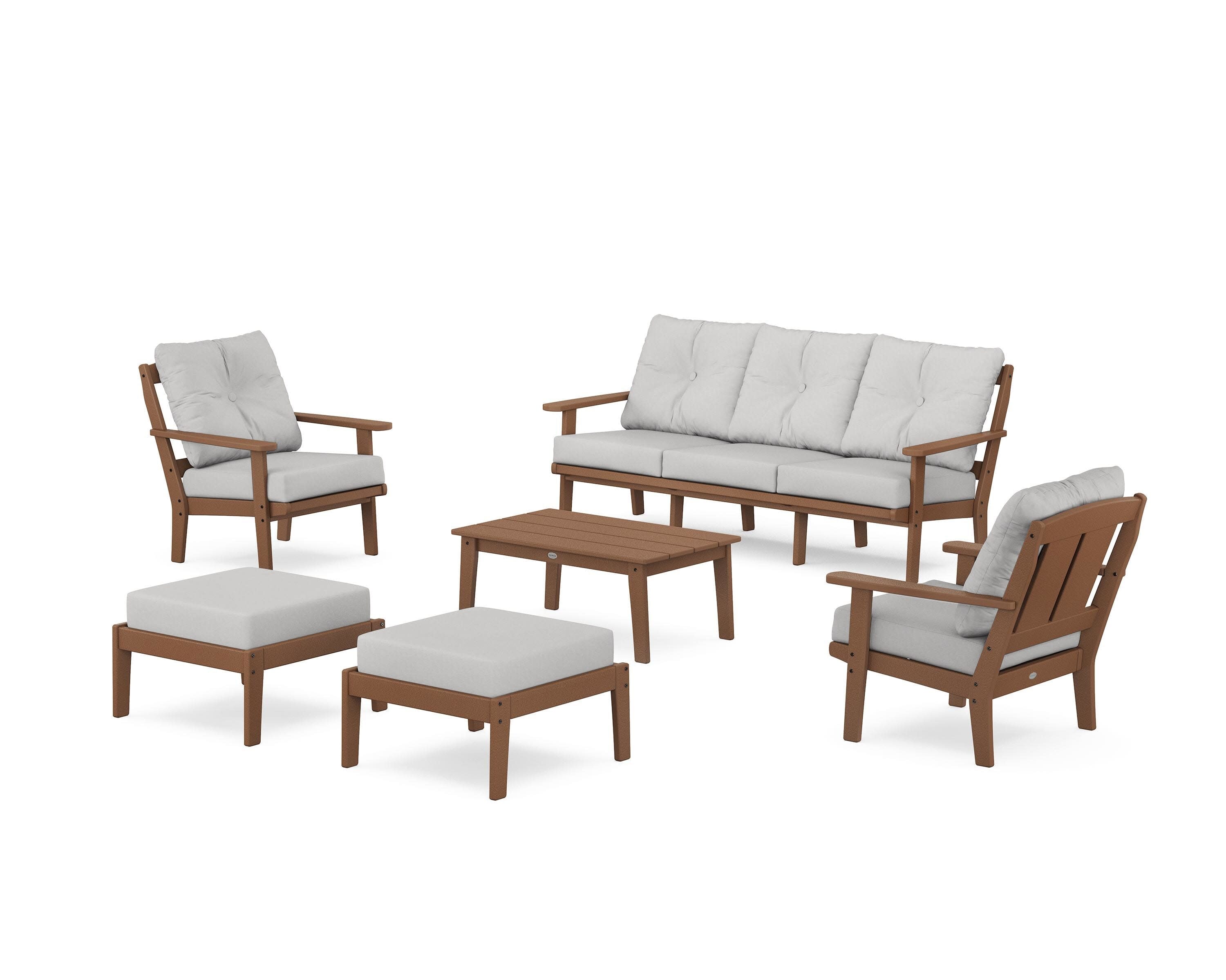 Mission 6-Piece Lounge Sofa Set in Teak / Diamond in the Rough