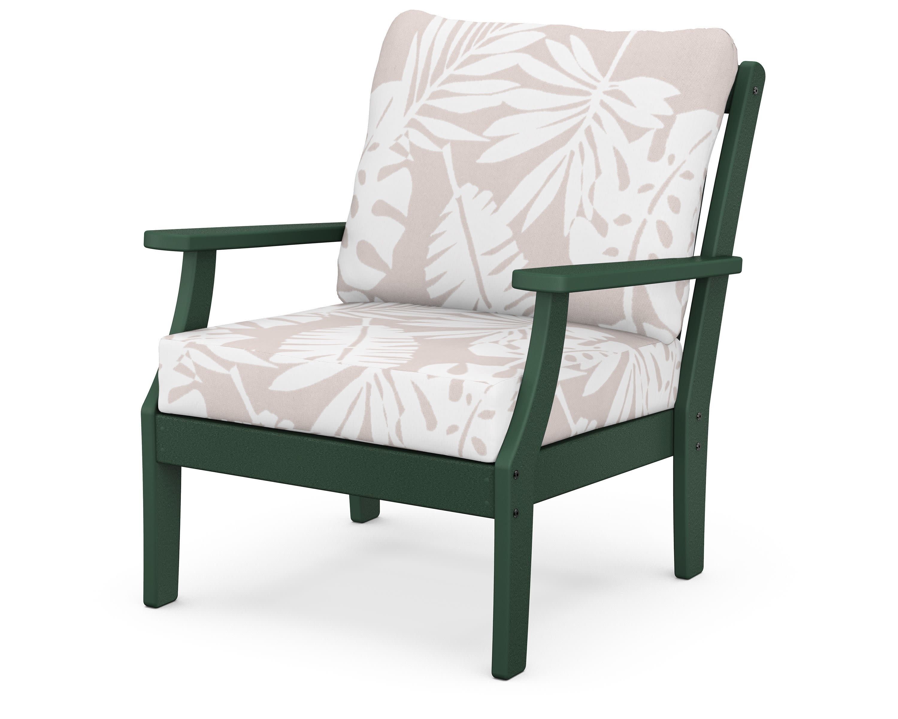 Braxton Deep Seating Chair in Green / Leaf Dune Burlap