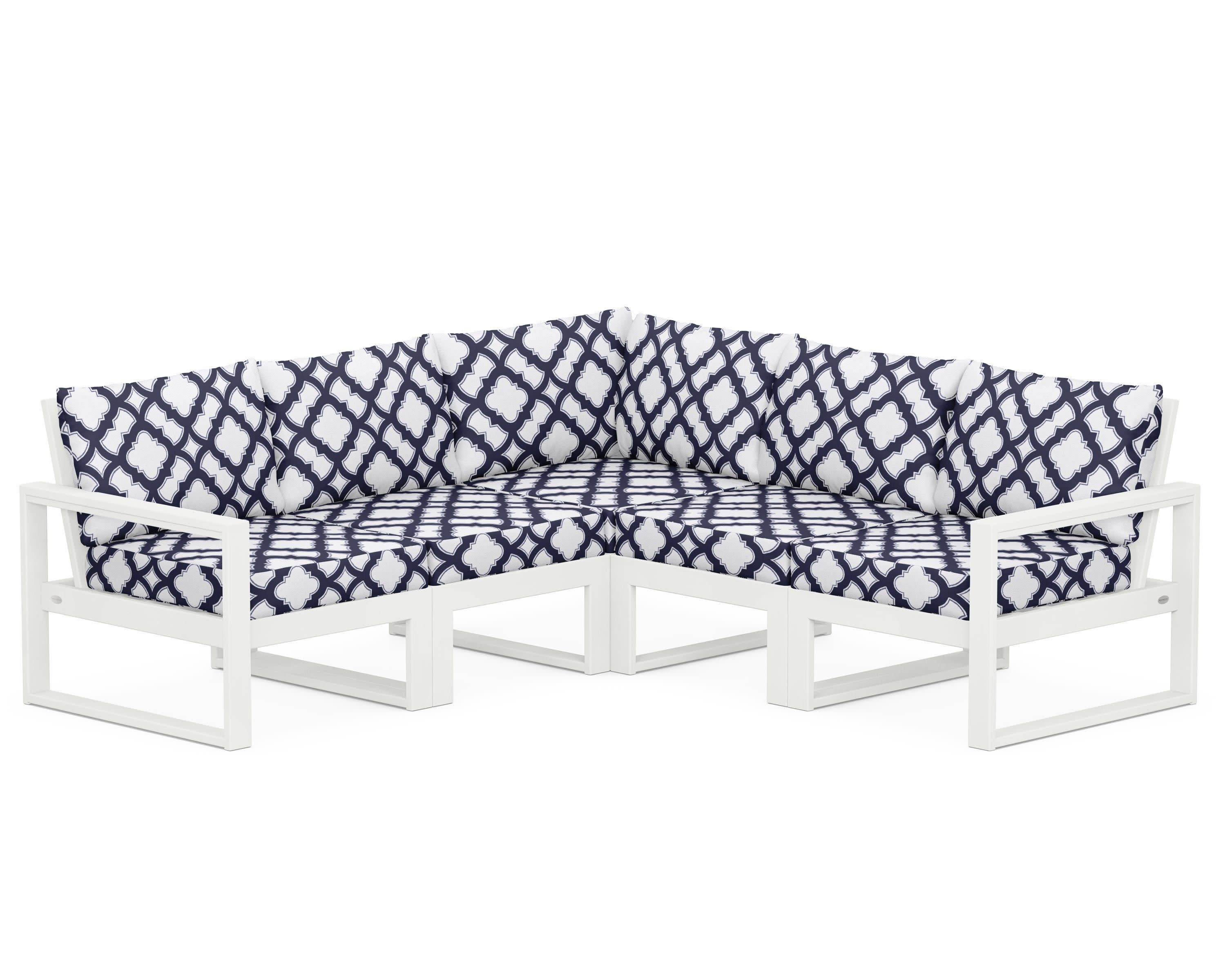 EDGE 5-Piece Modular Deep Seating Set in Vintage White / Trellis Navy
