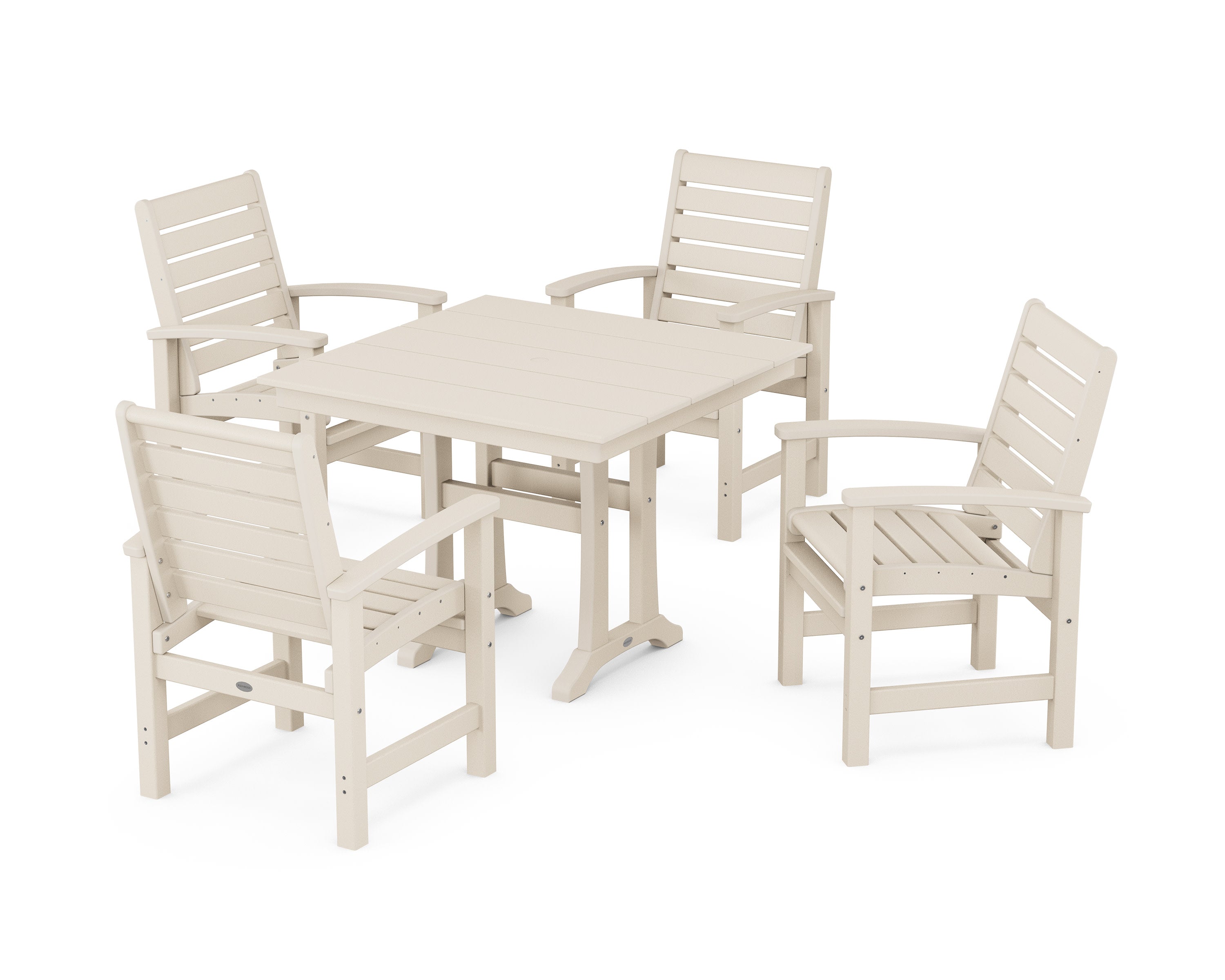 Signature 5-Piece Farmhouse Dining Set With Trestle Legs in Sand