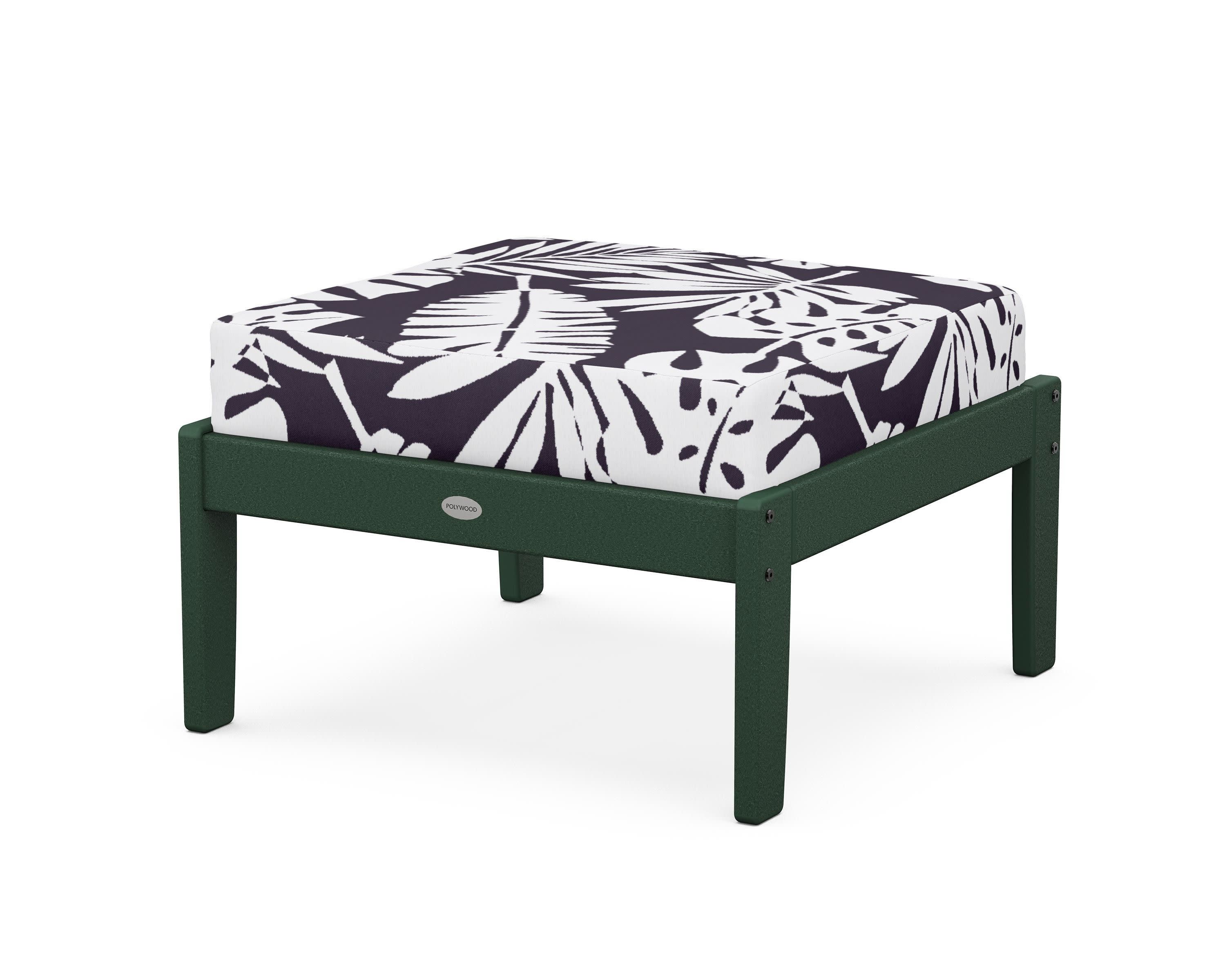 Braxton Deep Seating Ottoman in Green / Leaf Navy